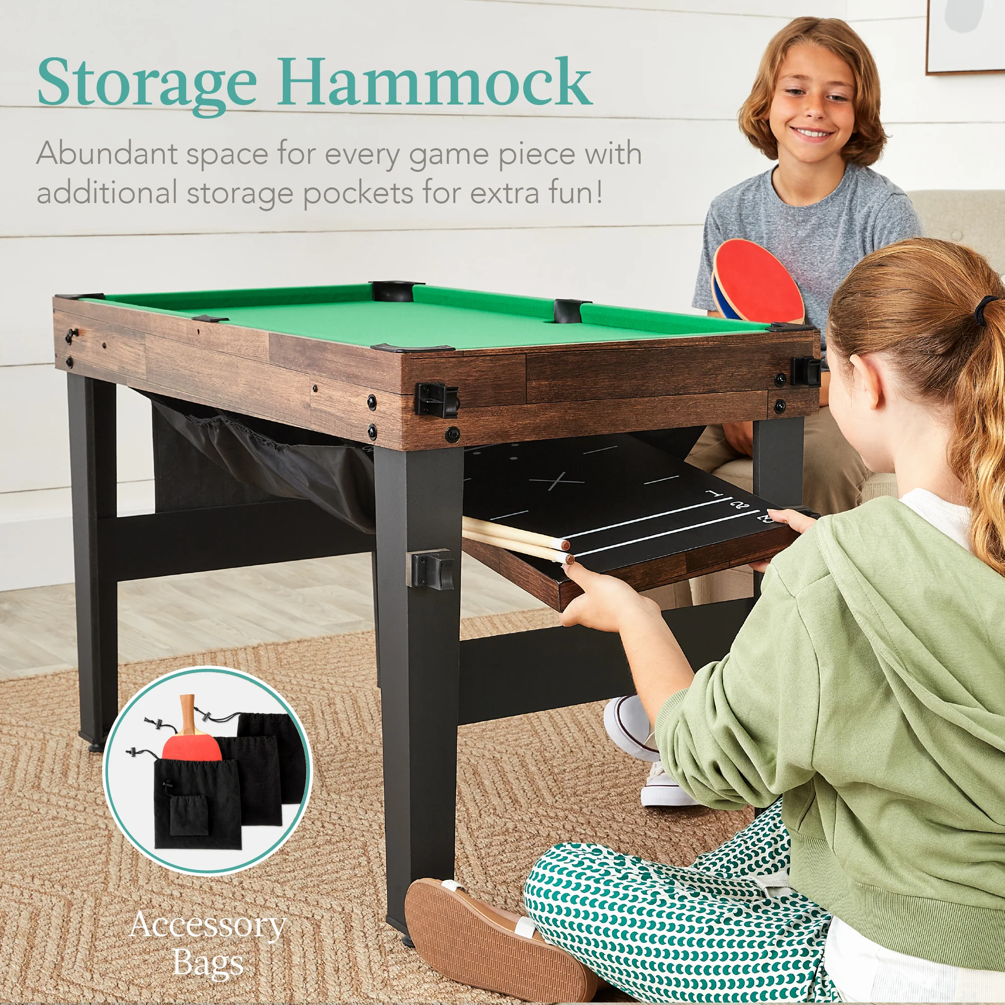 13-in-1 Combo Game Table Set w/ Ping Pong, Foosball, Basketball, Air Hockey - Image 3