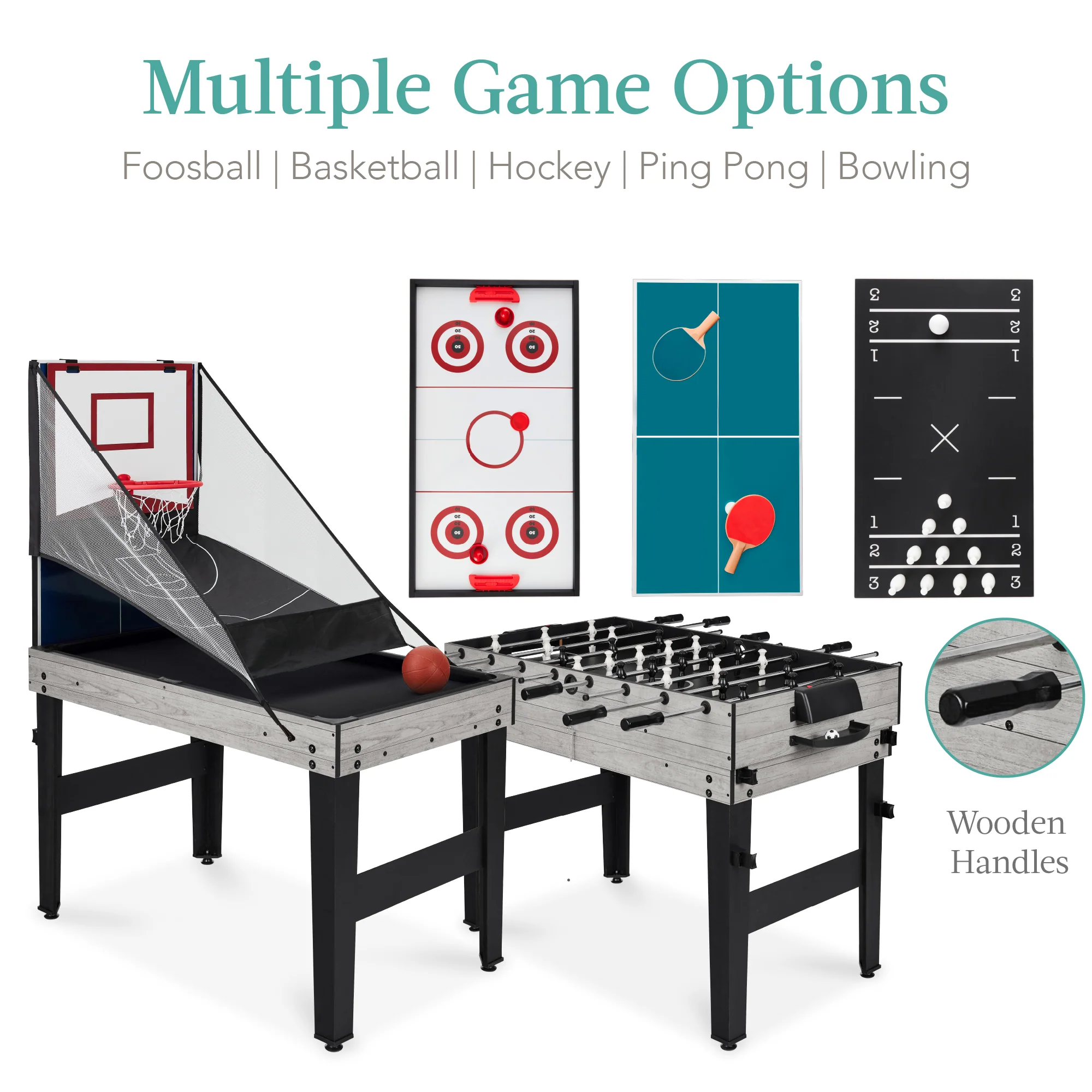 13-in-1 Combo Game Table Set w/ Ping Pong, Foosball, Basketball, Air Hockey - Image 31