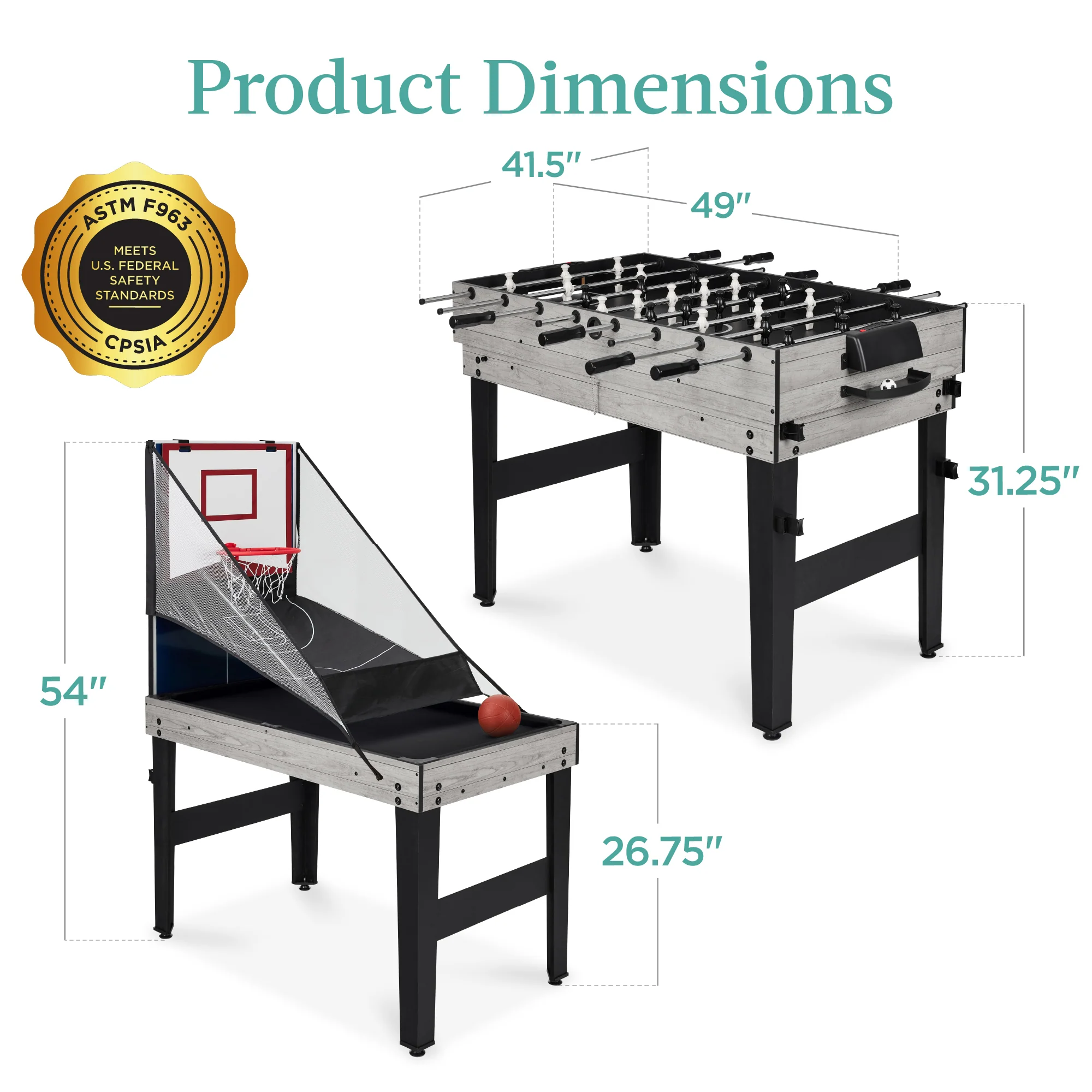13-in-1 Combo Game Table Set w/ Ping Pong, Foosball, Basketball, Air Hockey - Image 36