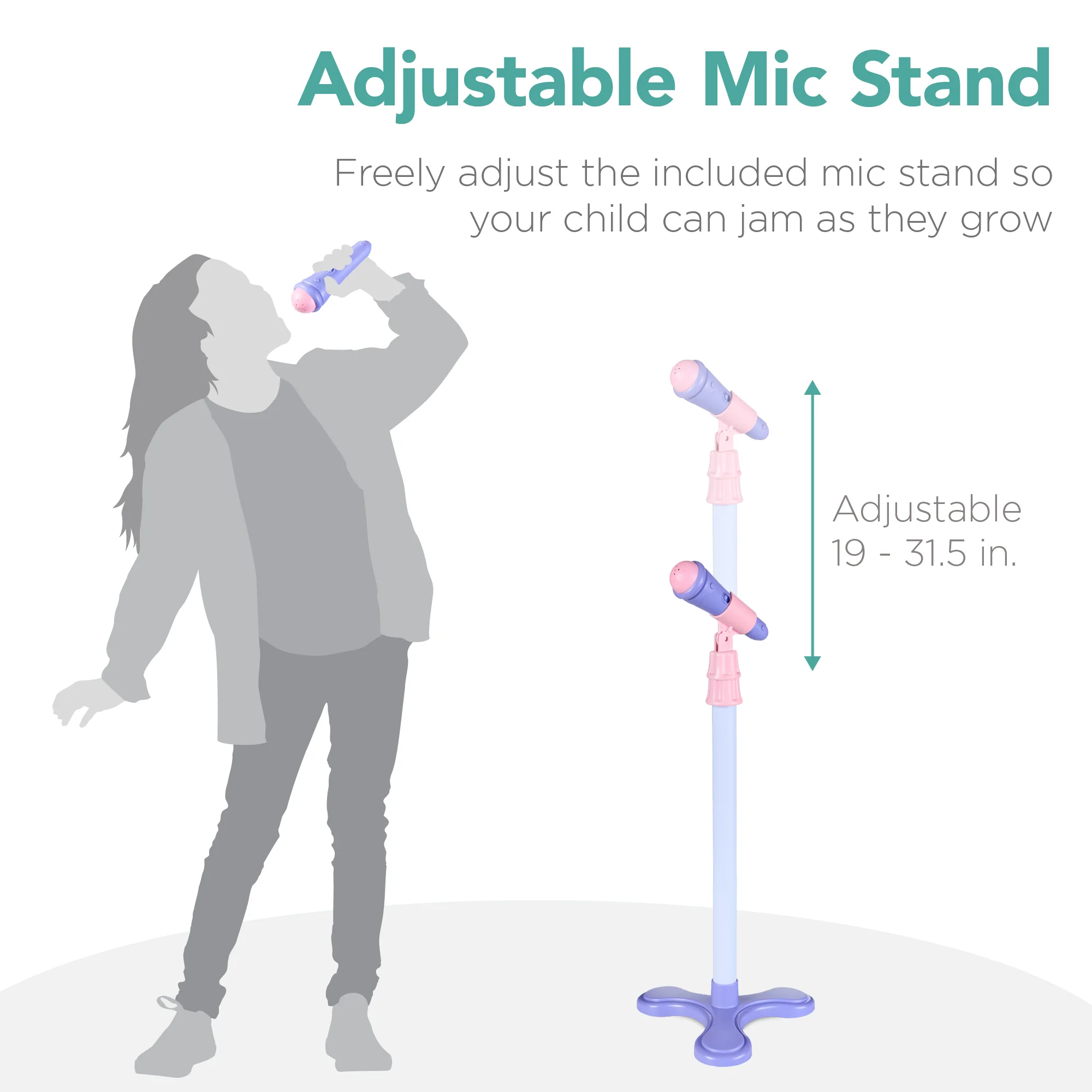 Kids Pretend Play Guitar Musical Instrument Toy w/ Microphone, Stand - 19in - Image 27