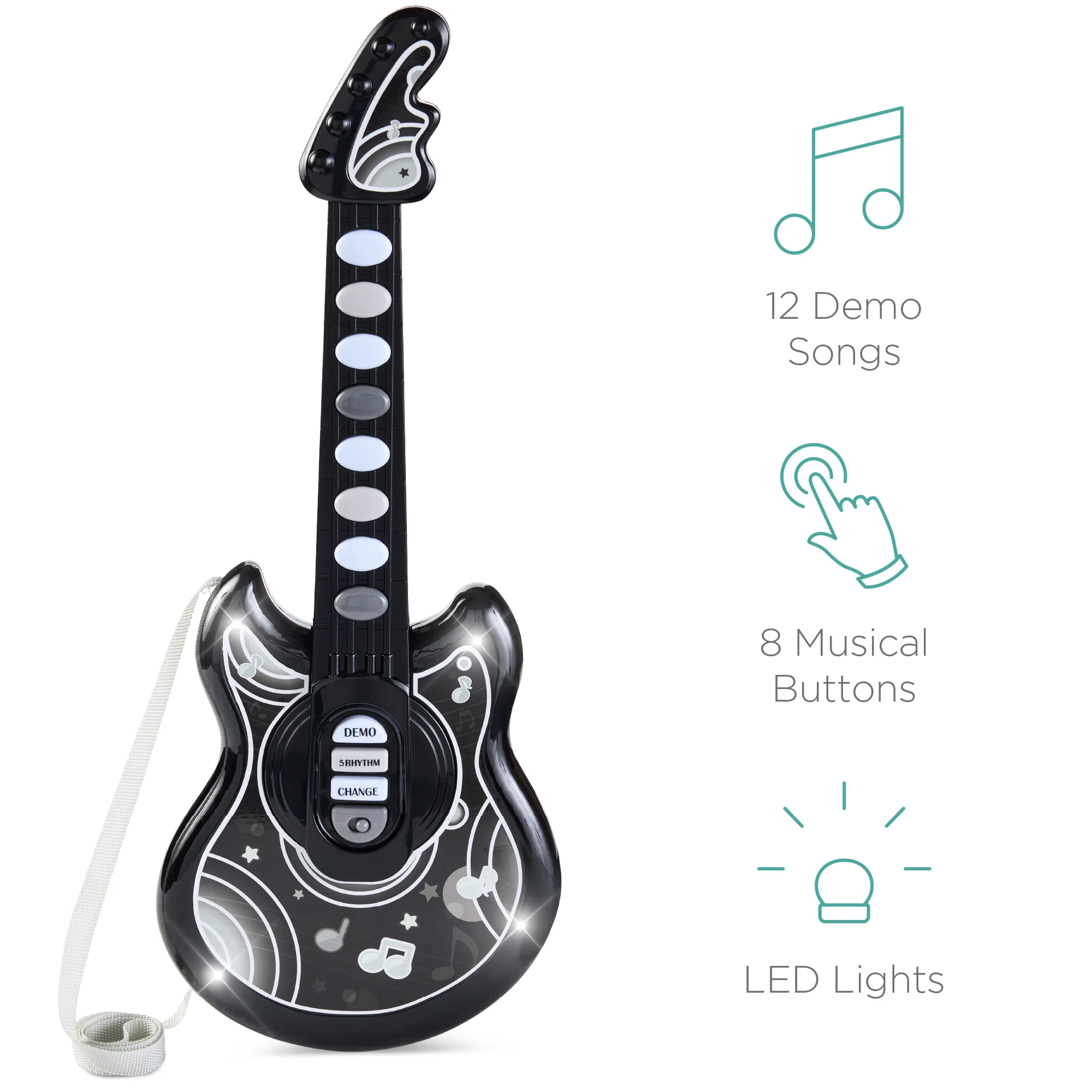 Kids Pretend Play Guitar Musical Instrument Toy w/ Microphone, Stand - 19in - Image 32