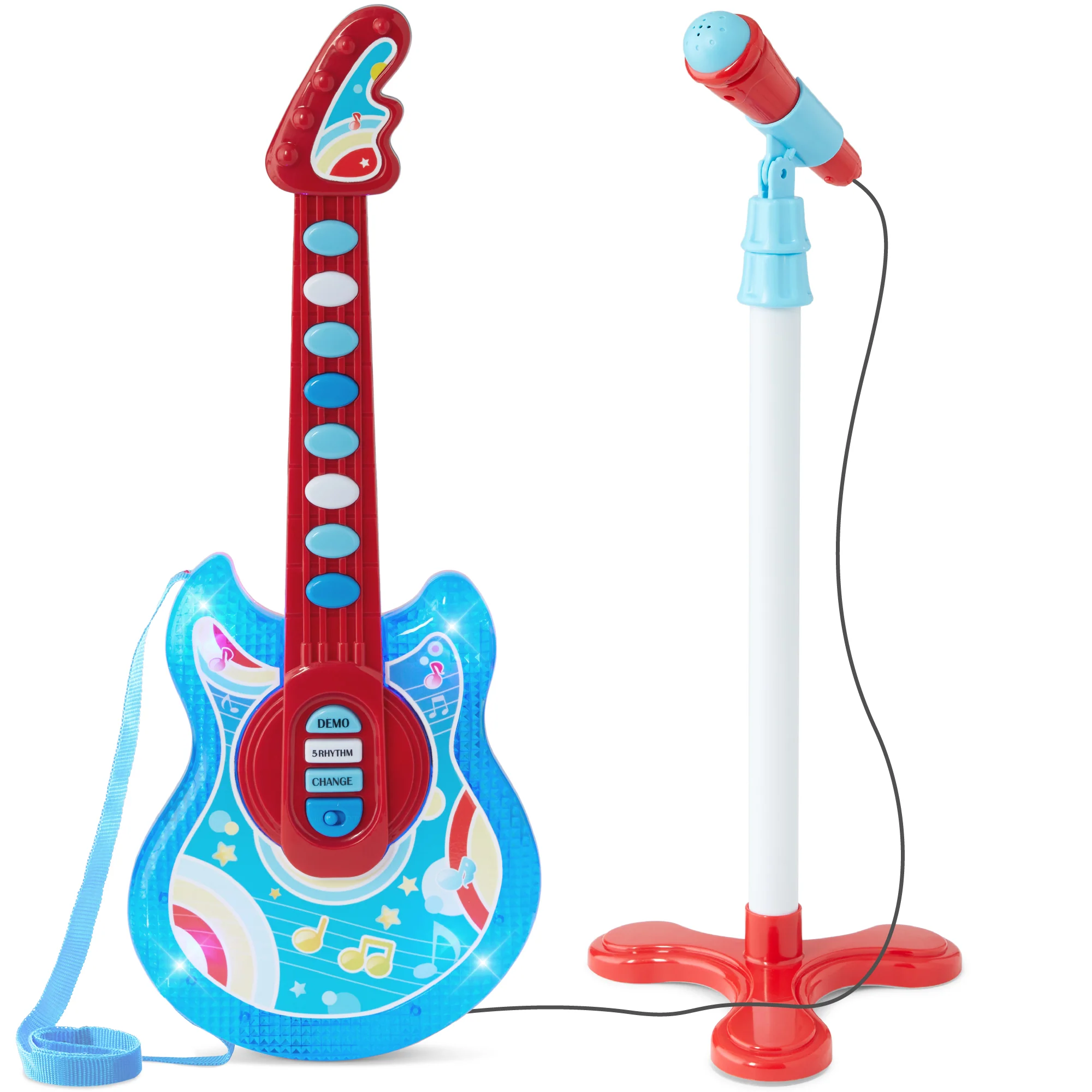 Kids Pretend Play Guitar Musical Instrument Toy w/ Microphone, Stand - 19in - Image 43