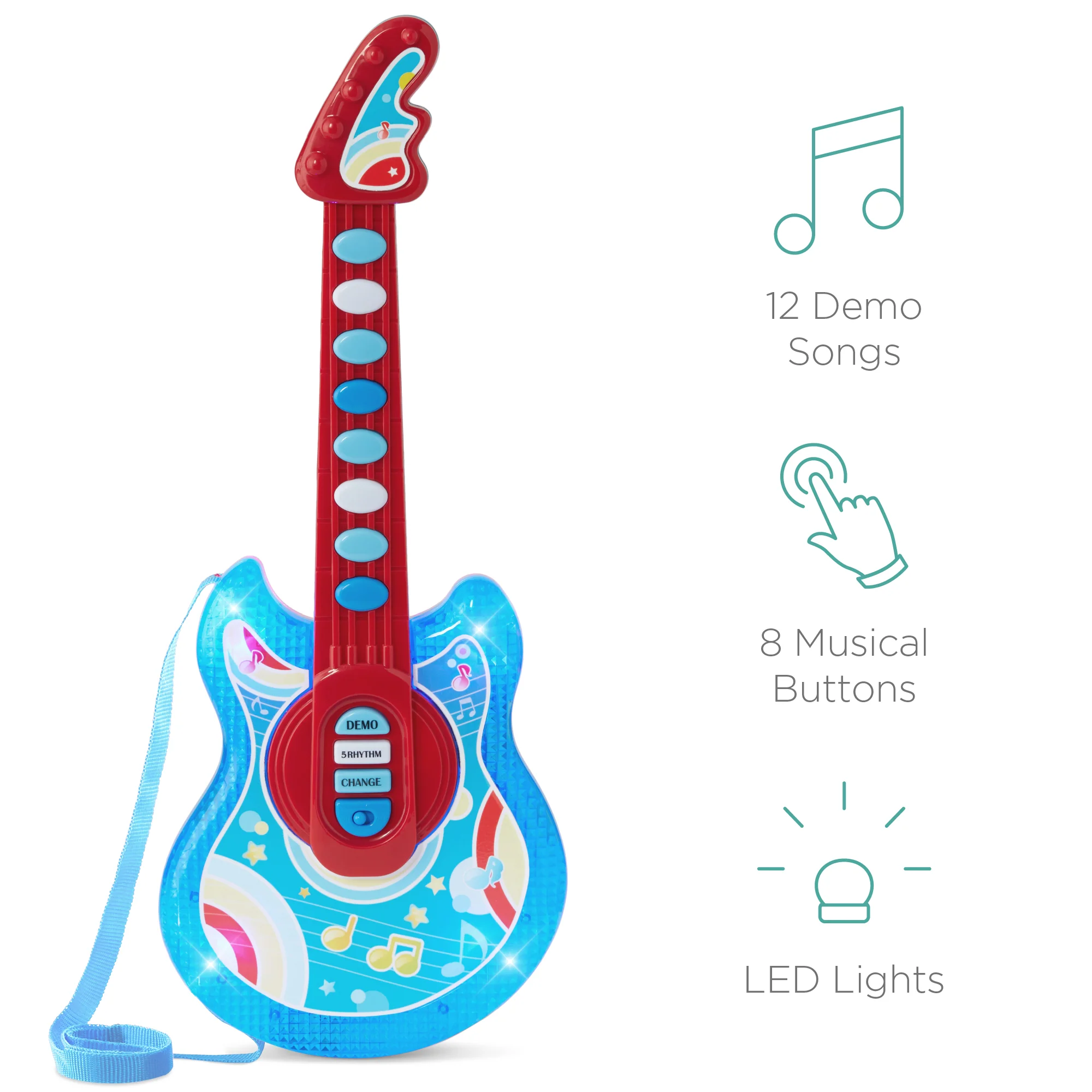 Kids Pretend Play Guitar Musical Instrument Toy w/ Microphone, Stand - 19in - Image 46