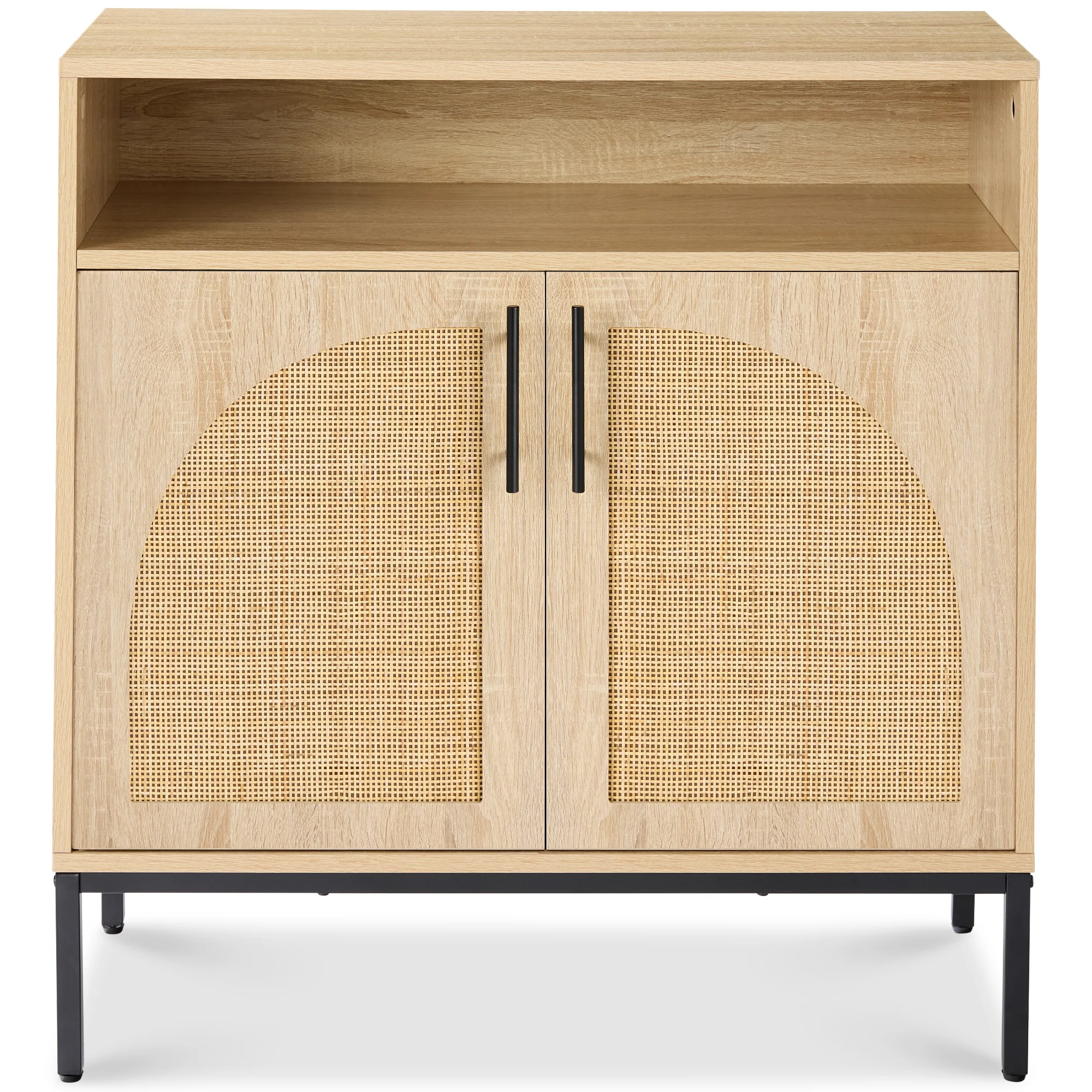 2-Door Rattan Cabinet, Buffet, w/ Cord Cutout & Storage Shelf, Natural - Image 17