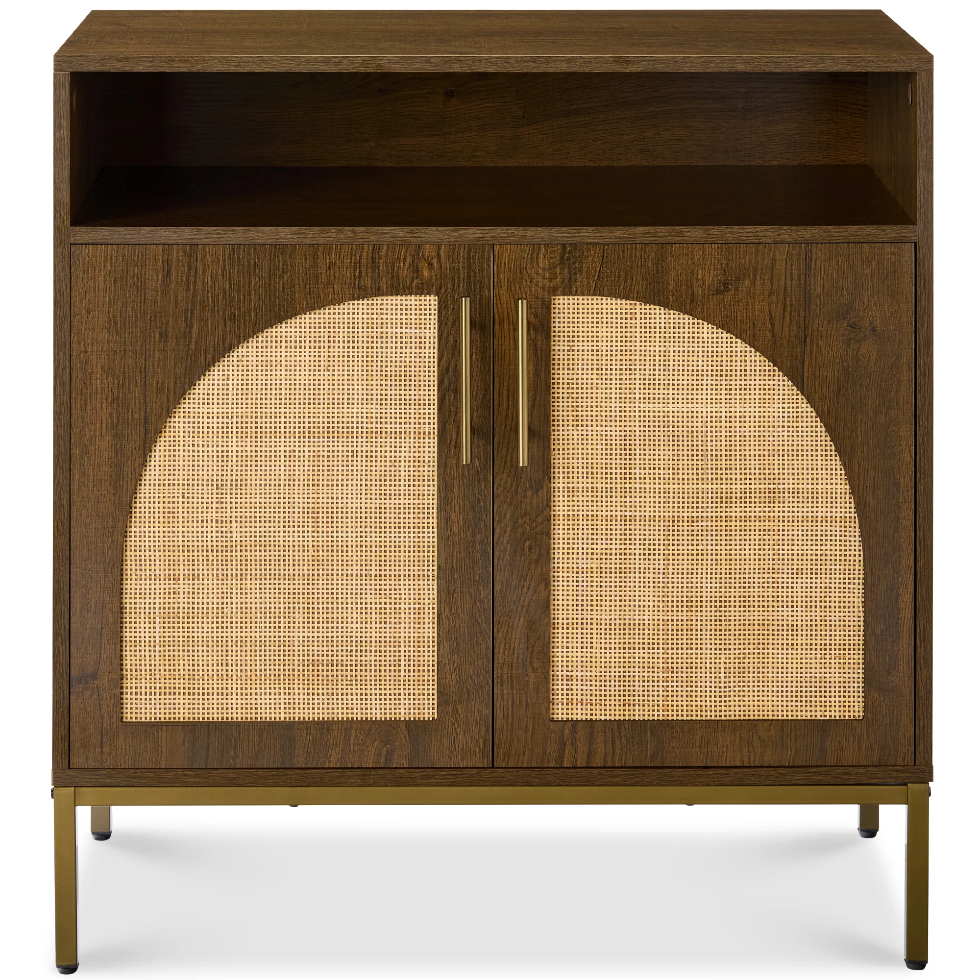 2-Door Rattan Cabinet, Buffet, w/ Cord Cutout & Storage Shelf, Natural - Image 25