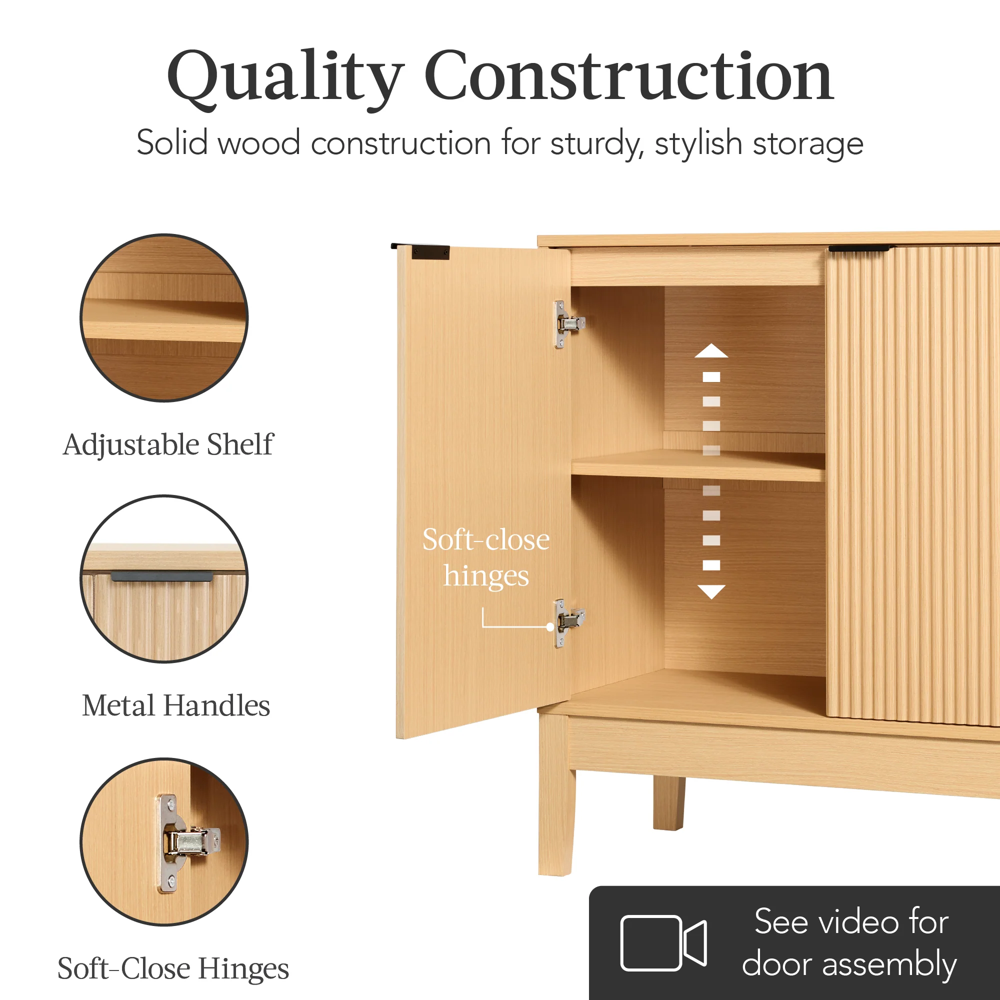 2-Door Reeded Storage Cabinet, Accent Furniture, Sideboard - Image 22