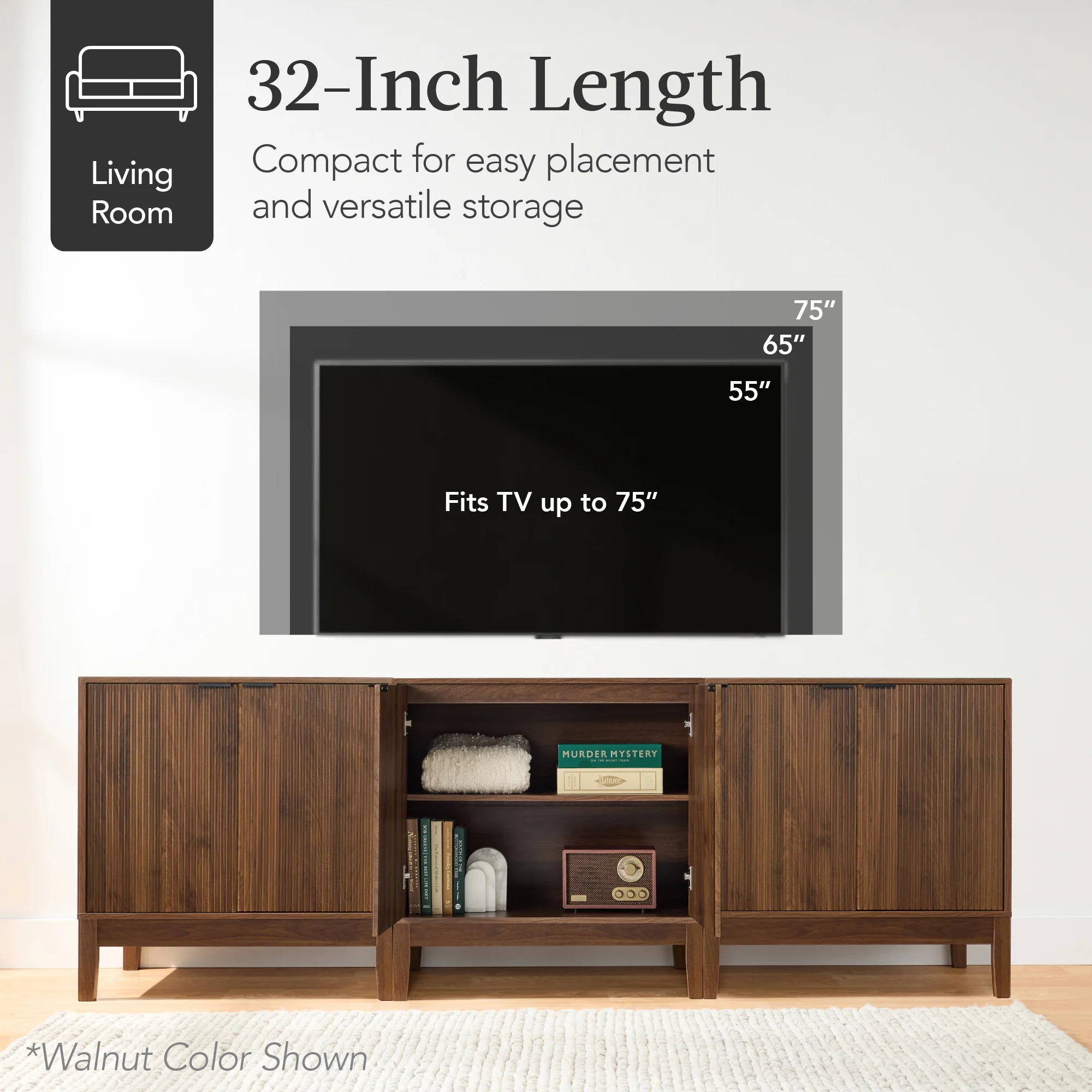 2-Door Reeded Storage Cabinet, Accent Furniture, Sideboard - Image 23