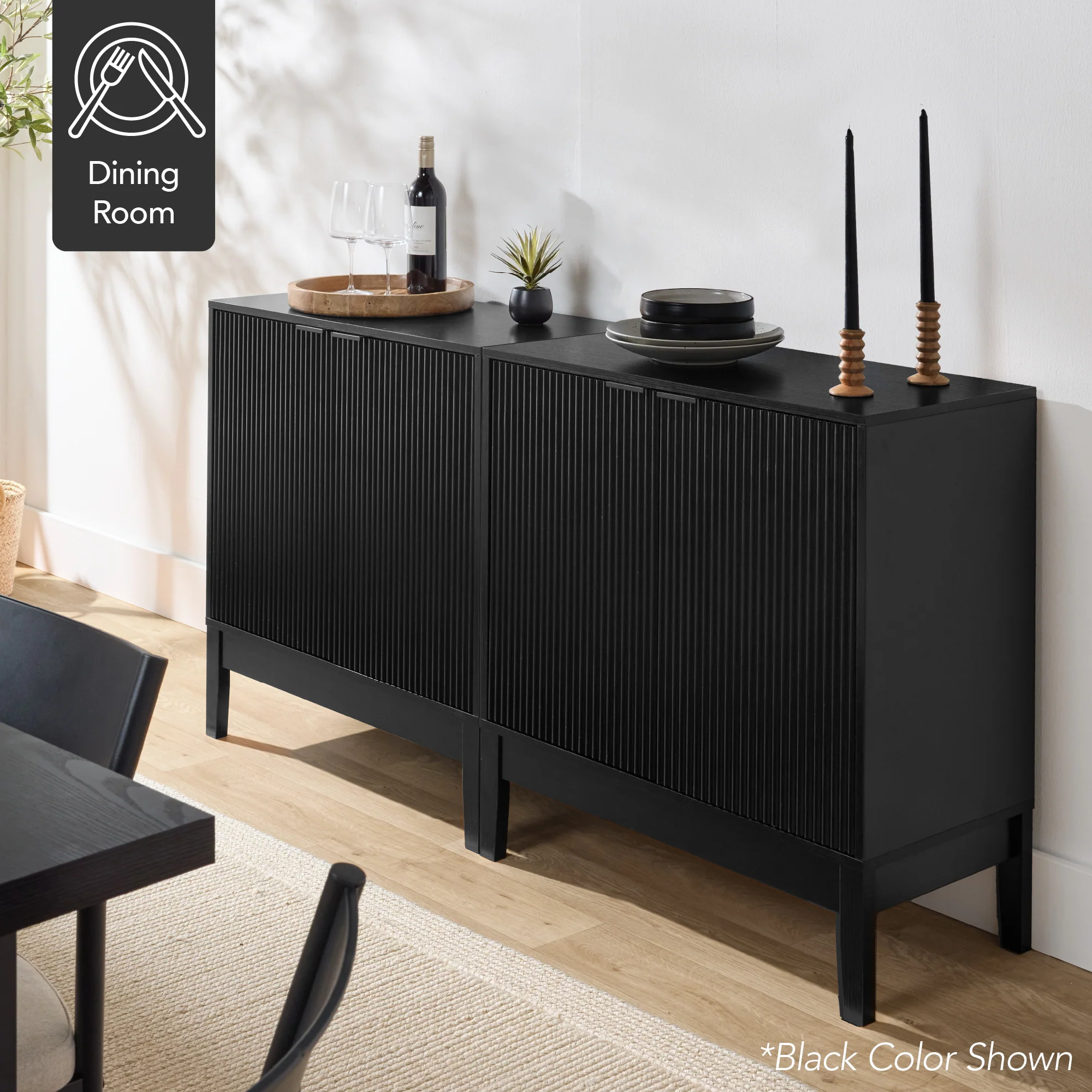 2-Door Reeded Storage Cabinet, Accent Furniture, Sideboard - Image 24