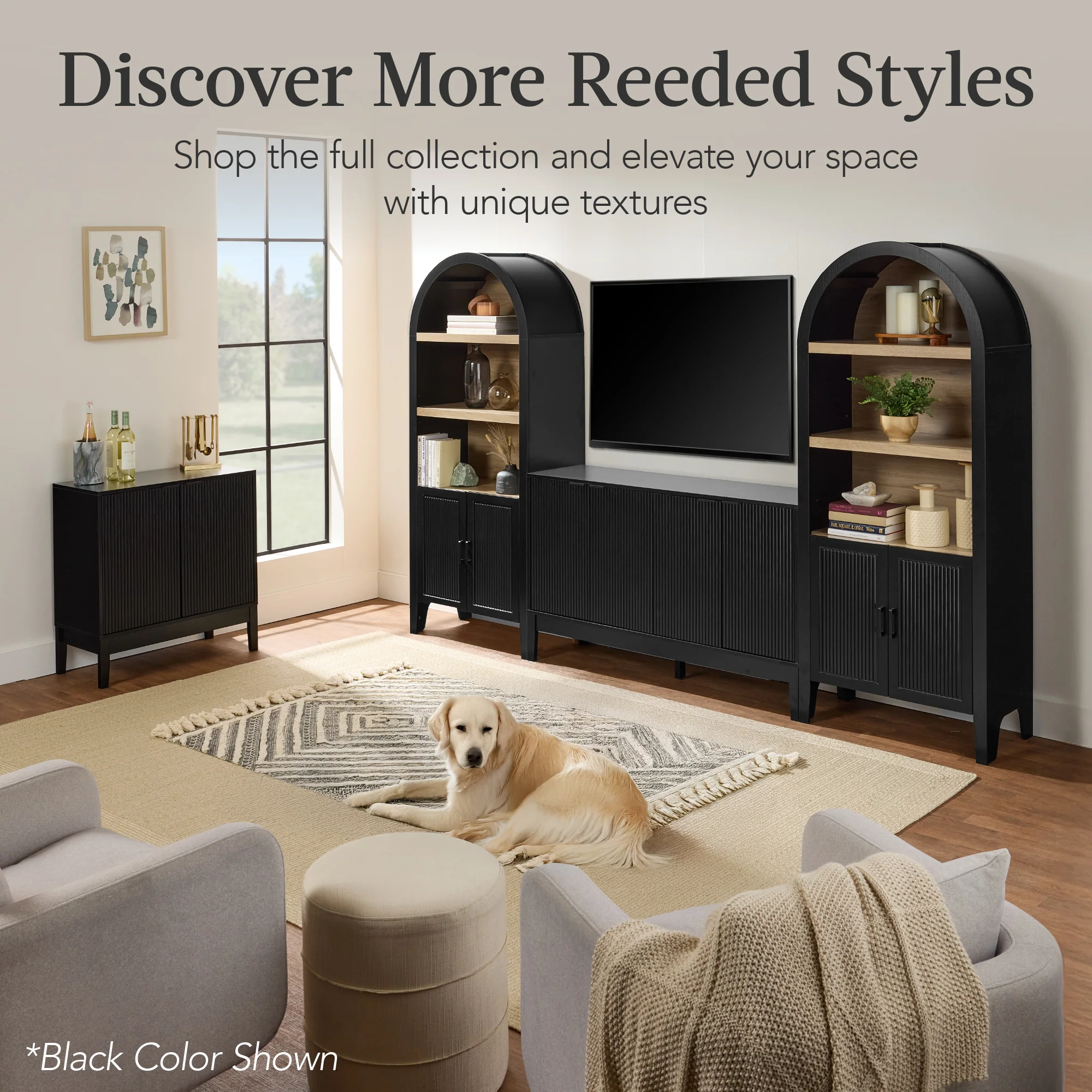 2-Door Reeded Storage Cabinet, Accent Furniture, Sideboard - Image 27