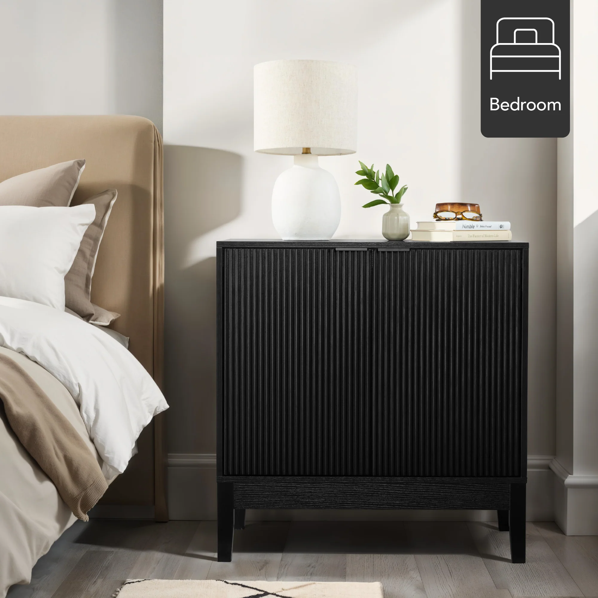 2-Door Reeded Storage Cabinet, Accent Furniture, Sideboard - Image 8