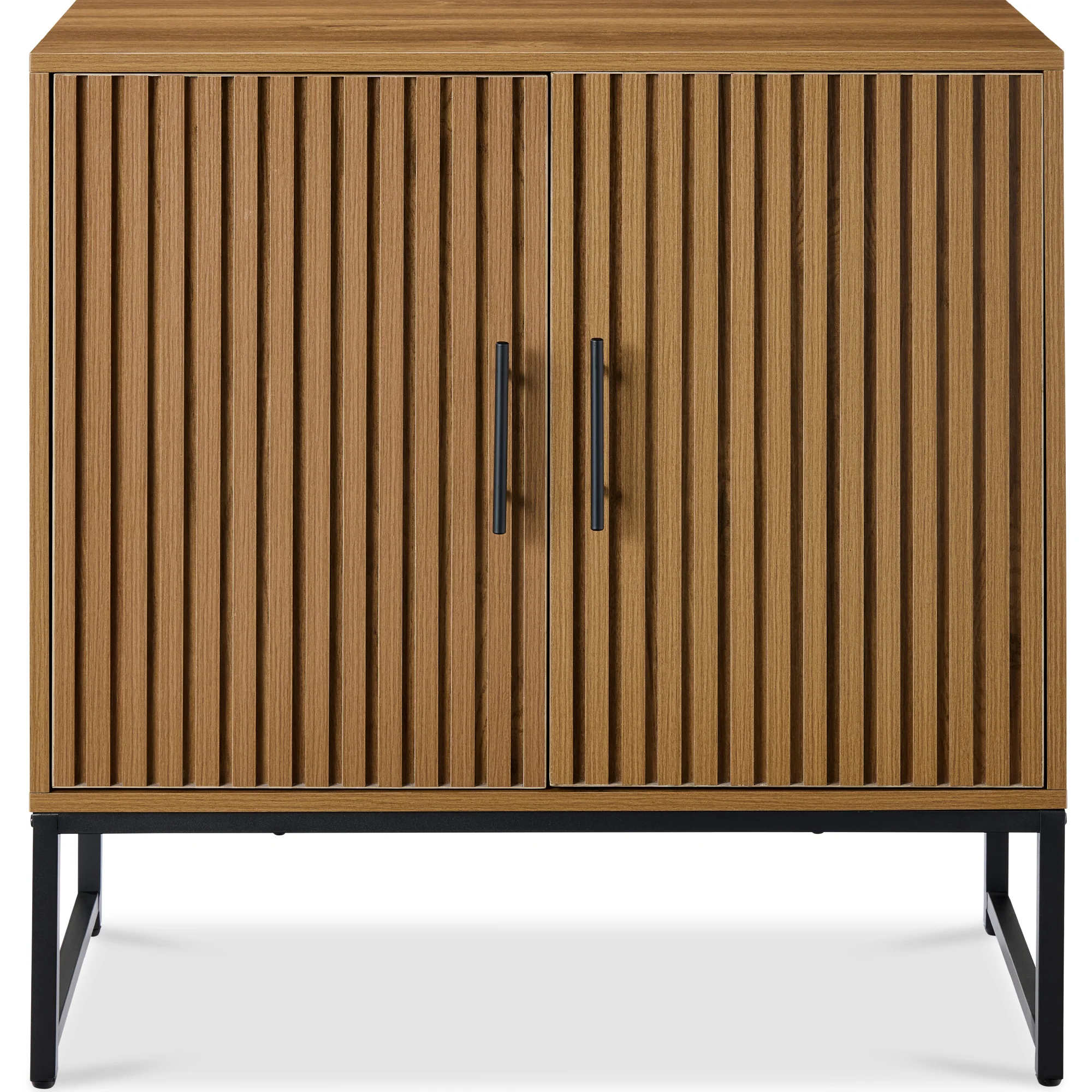 2-Door Slatted Storage Cabinet Accent Furniture w/ Foot Pads - Image 25