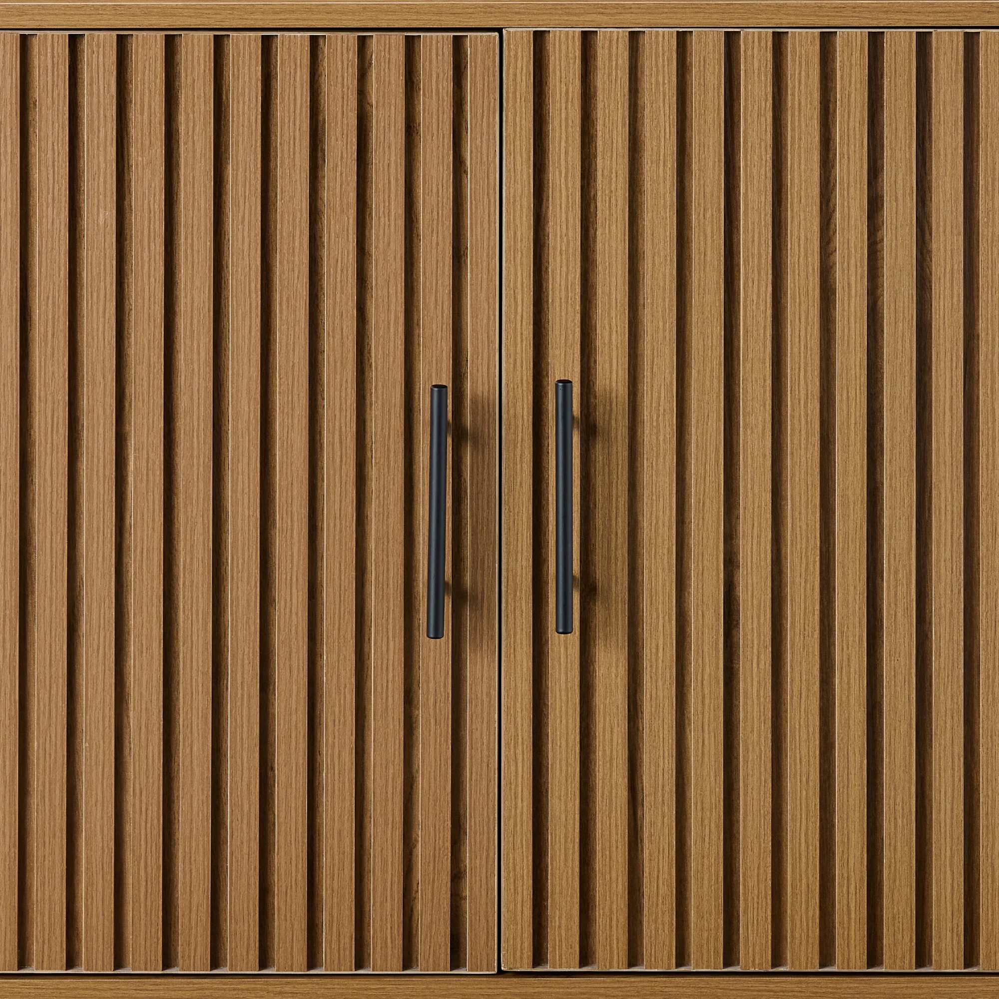 2-Door Slatted Storage Cabinet Accent Furniture w/ Foot Pads - Image 28