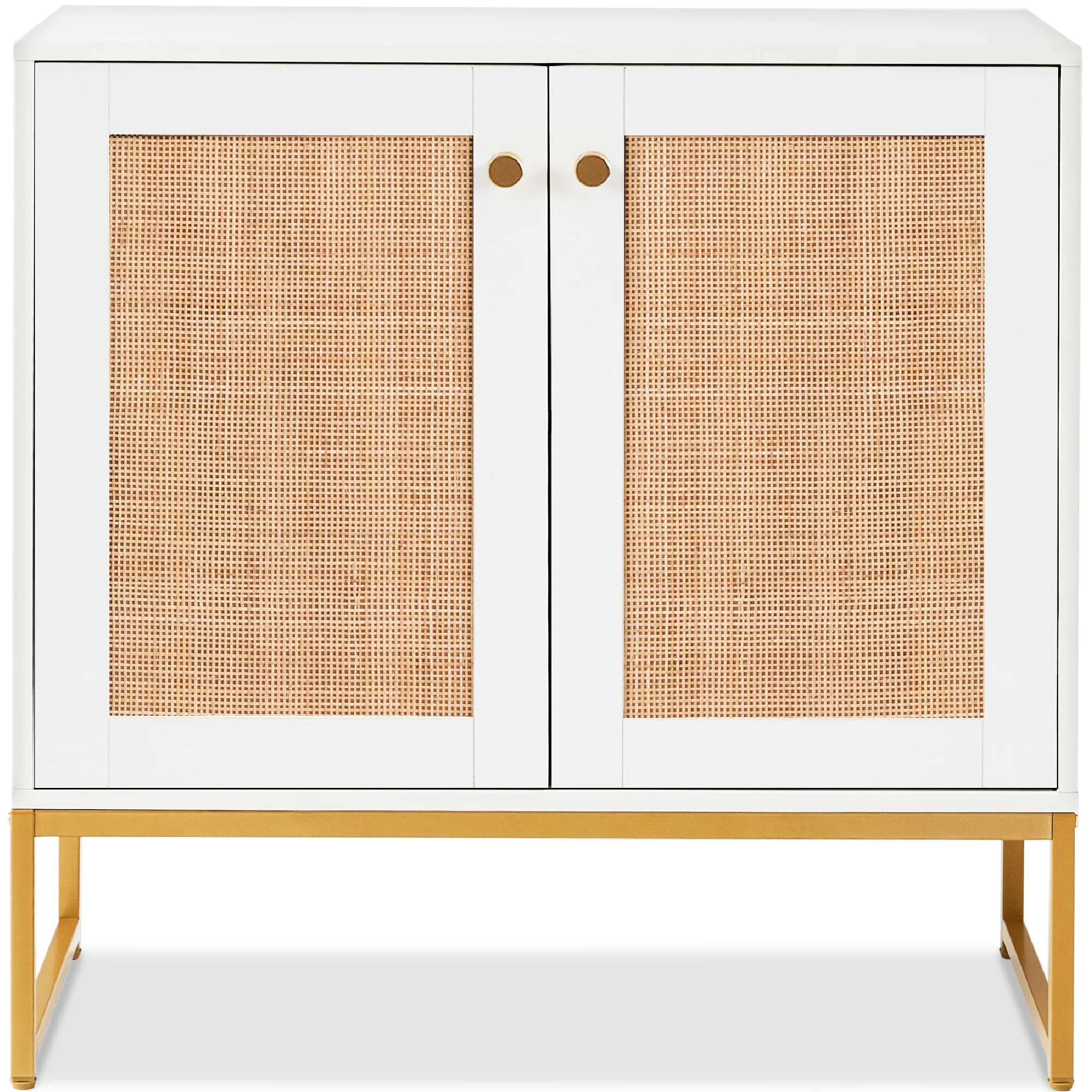 2-Door Rattan Storage Cabinet Accent Furniture for Living Room w/ Foot Pads - Image 17