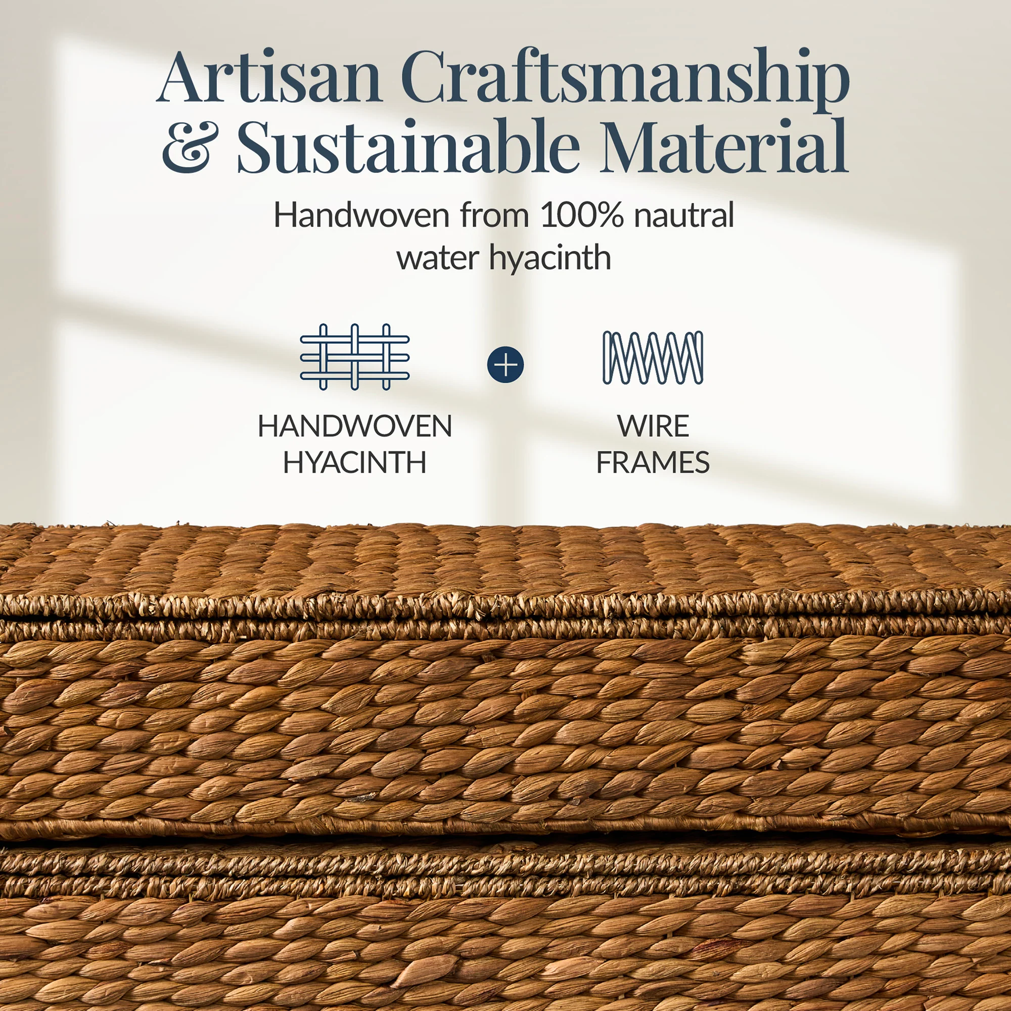 2 PC Water Hyacinth Nesting Underbed Storage Baskets - Image 11