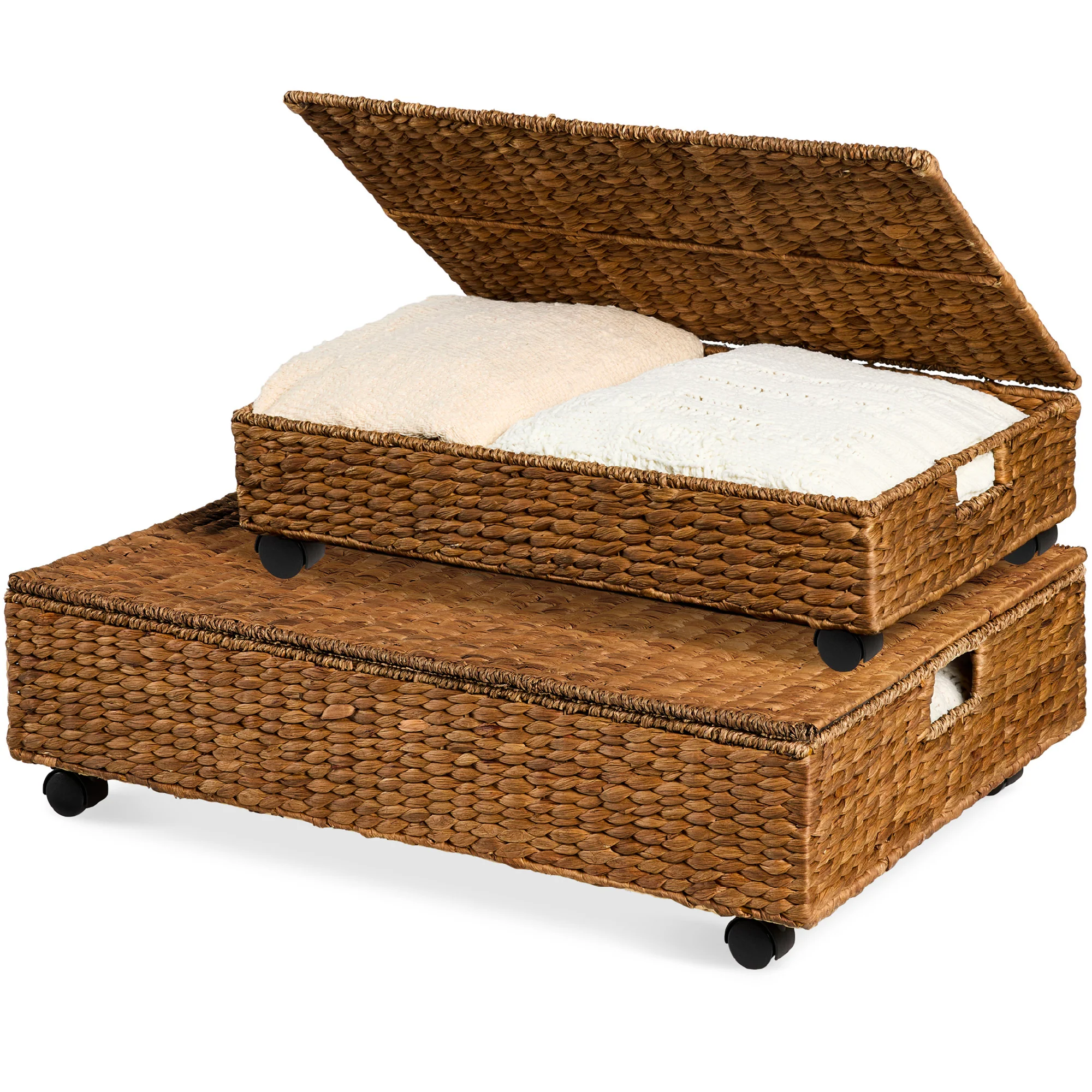 2 PC Water Hyacinth Nesting Underbed Storage Baskets - Image 9