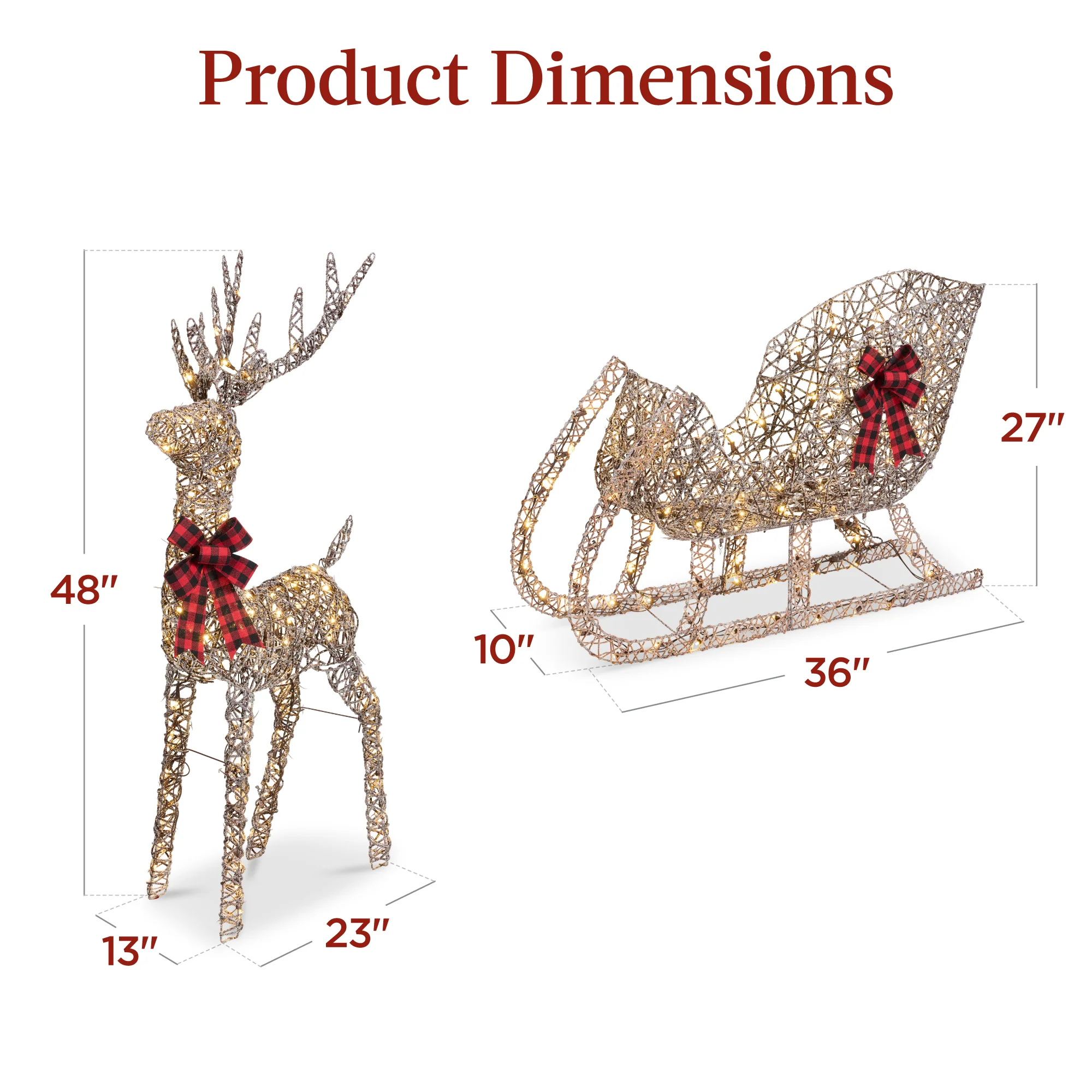 Lighted Christmas Reindeer & Sleigh Outdoor Decor Set w/ LED Lights - Image 14