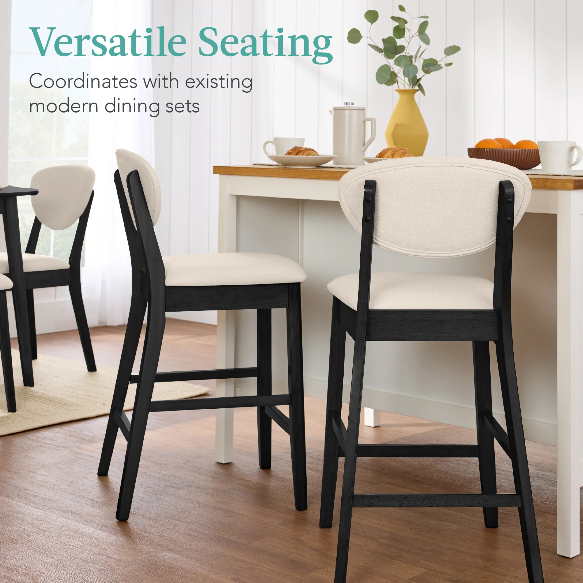 Set of 2 Modern Counter-Height Bar Stool Set W/ Upholstered Seat Cushion - Image 21