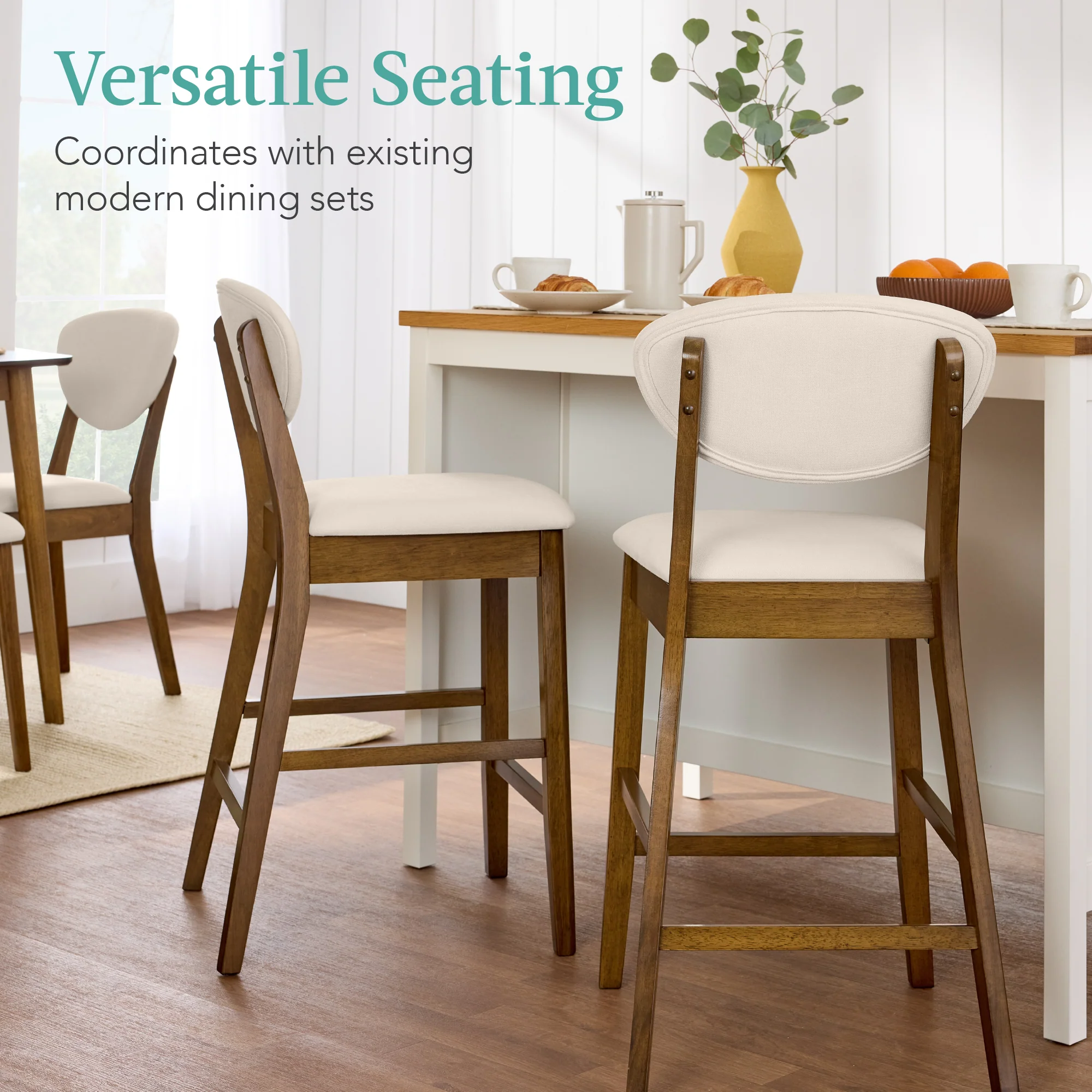 Set of 2 Modern Counter-Height Bar Stool Set W/ Upholstered Seat Cushion - Image 30