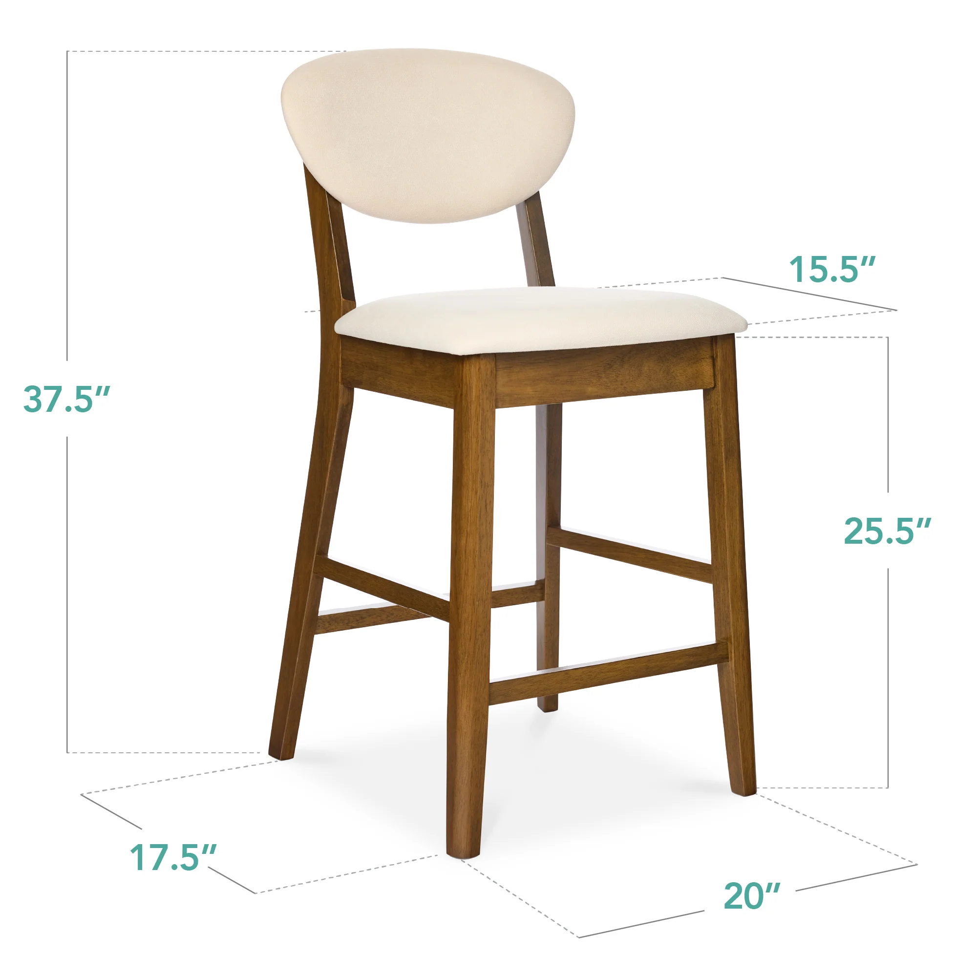 Set of 2 Modern Counter-Height Bar Stool Set W/ Upholstered Seat Cushion - Image 36