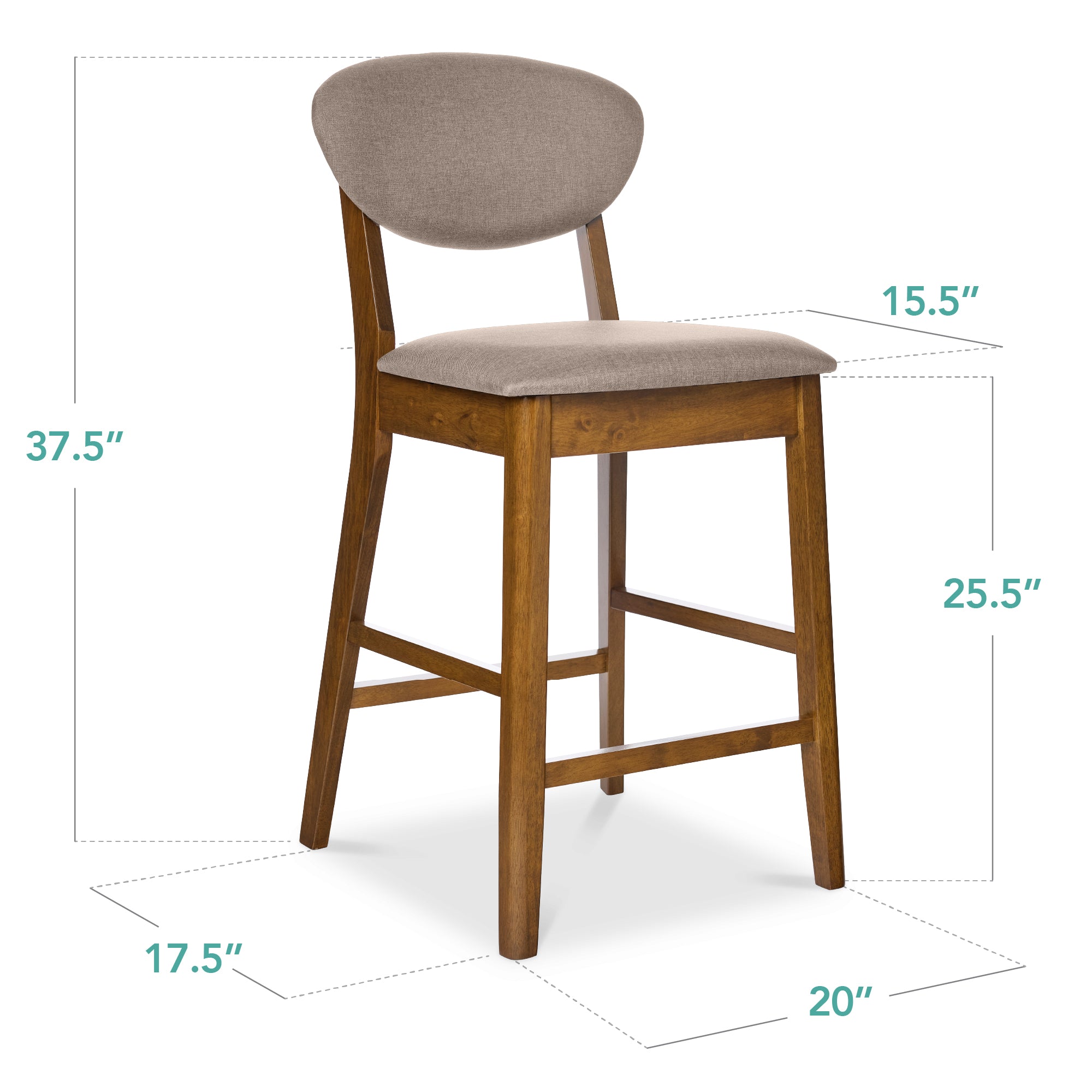 Set of 2 Modern Counter-Height Bar Stool Set W/ Upholstered Seat Cushion - Image 9