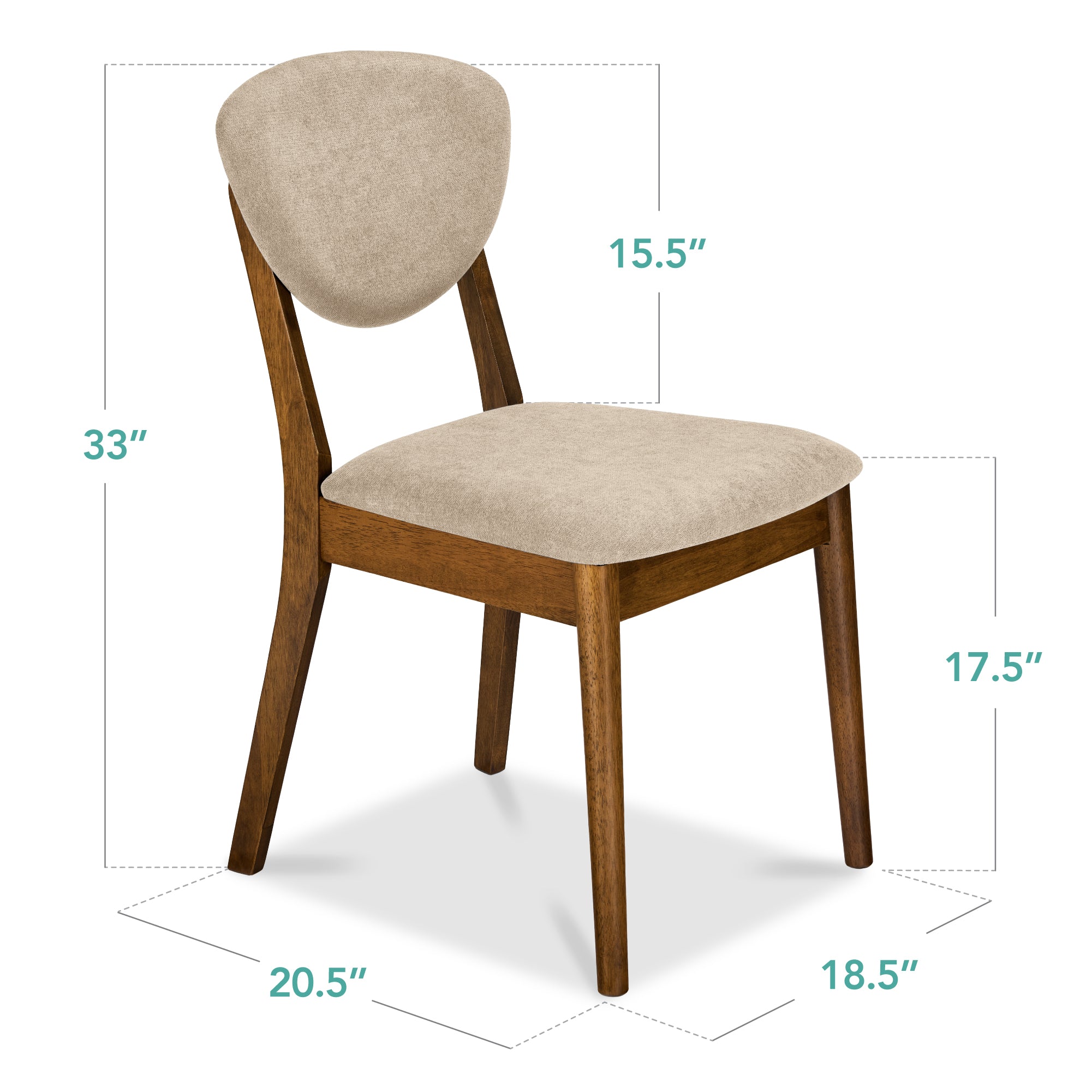 2-Piece Mid-Century Modern Wood &Upholstered Dining Chair Set - Image 28