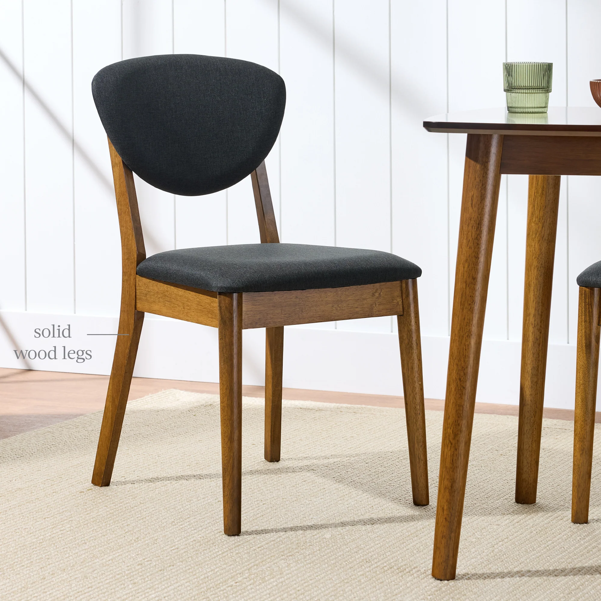 2-Piece Mid-Century Modern Wood &Upholstered Dining Chair Set - Image 5