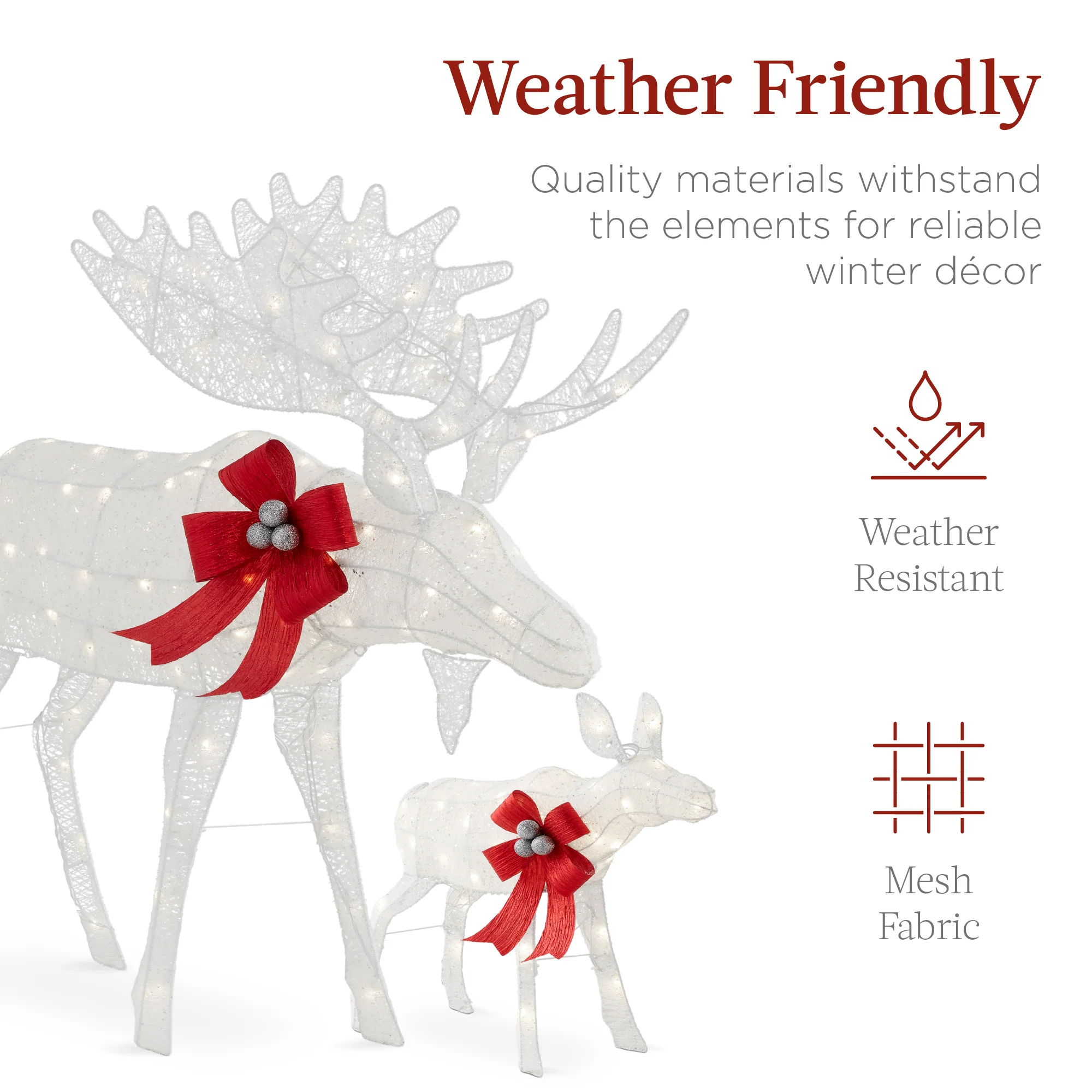 2-Piece Moose Family Lighted Outdoor Christmas Decoration Set w/ LED Lights - Image 19