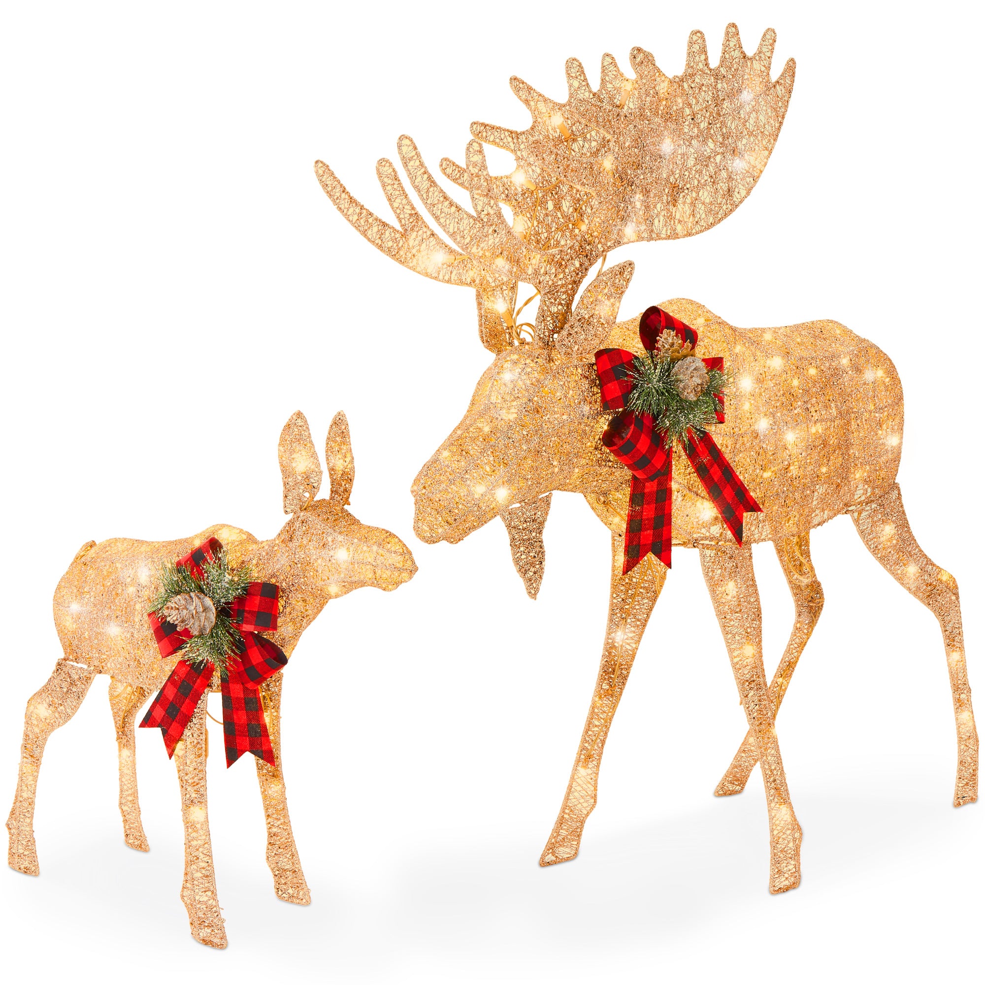 2-Piece Moose Family Lighted Outdoor Christmas Decoration Set w/ LED Lights - Image 8
