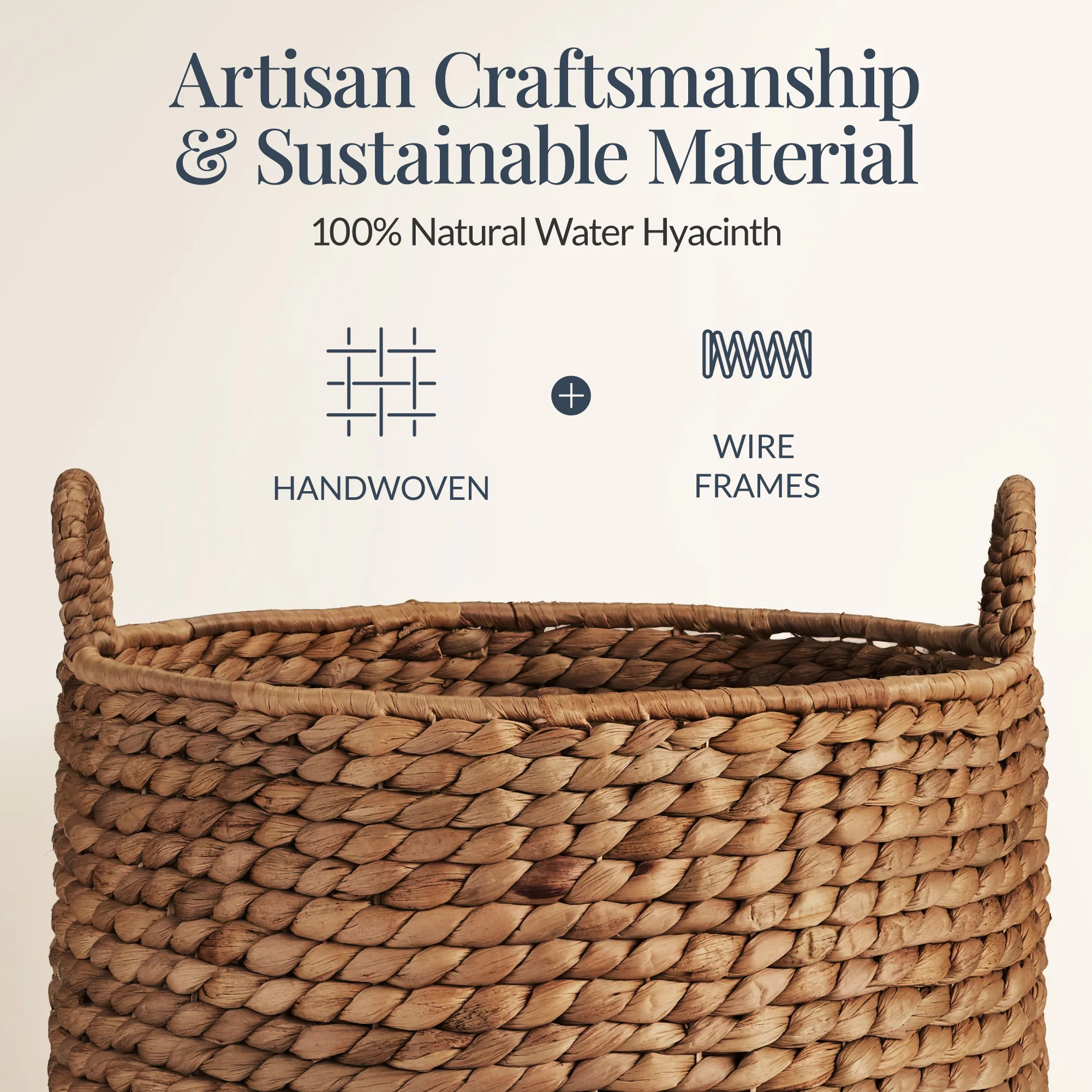 2-Piece Round Nesting Baskets W/Handles, Hyacinth Plant Holder & Storage Bin - Image 11