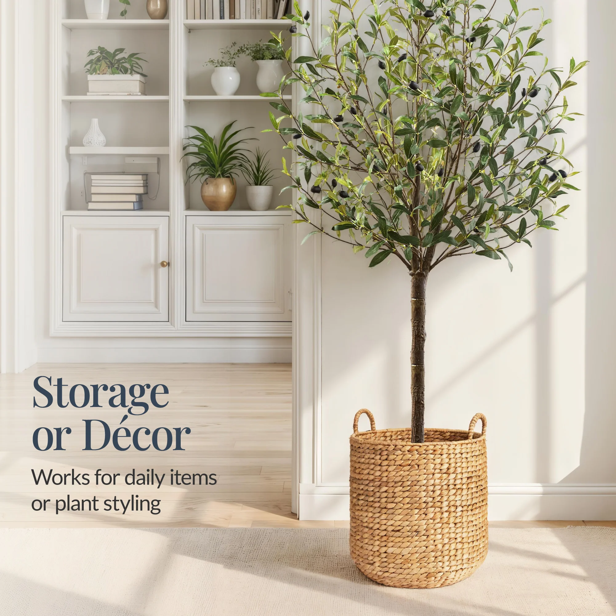2-Piece Round Nesting Baskets W/Handles, Hyacinth Plant Holder & Storage Bin - Image 7