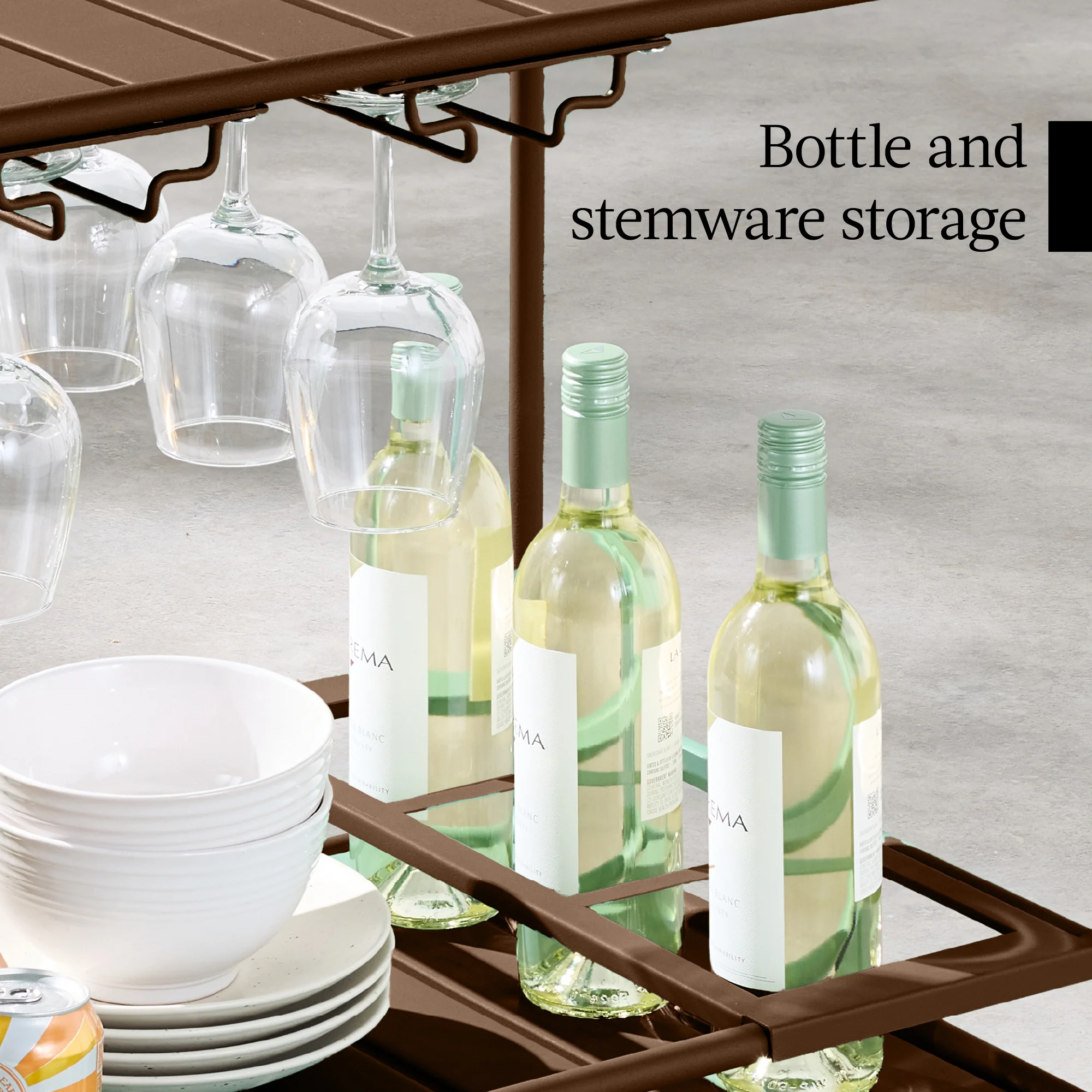 2-Tier Rolling Bar Cart Indoor/Outdoor w/ Shelves, Wine Rack, Locking Wheels - Image 103