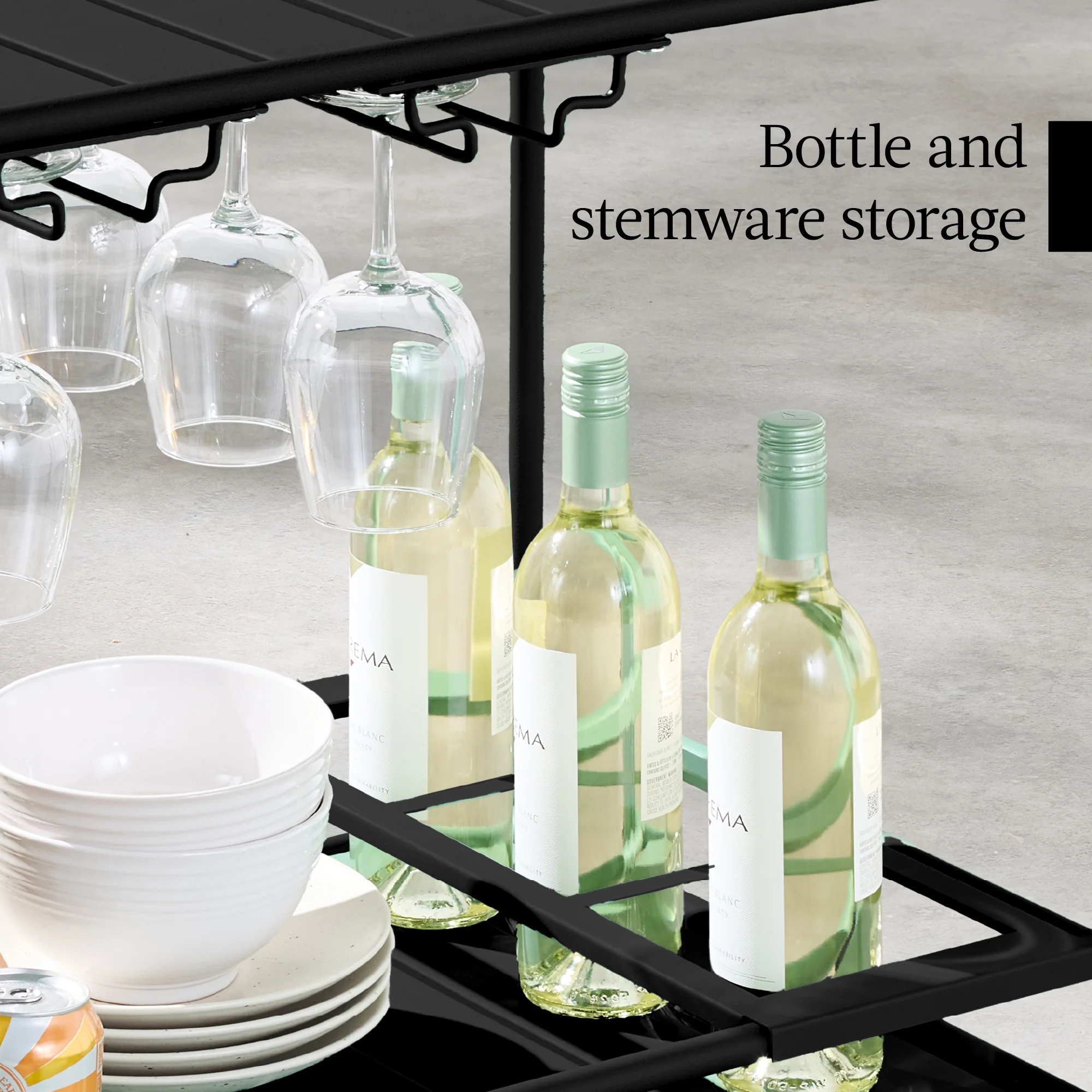 2-Tier Rolling Bar Cart Indoor/Outdoor w/ Shelves, Wine Rack, Locking Wheels - Image 71