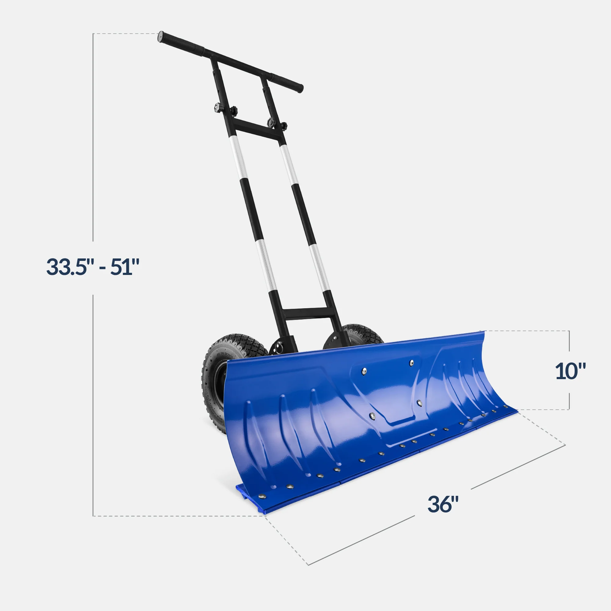 Galvanized Blade 2-Wheel Snow Pusher w/ Adjustable Handle - 36in - Image 16