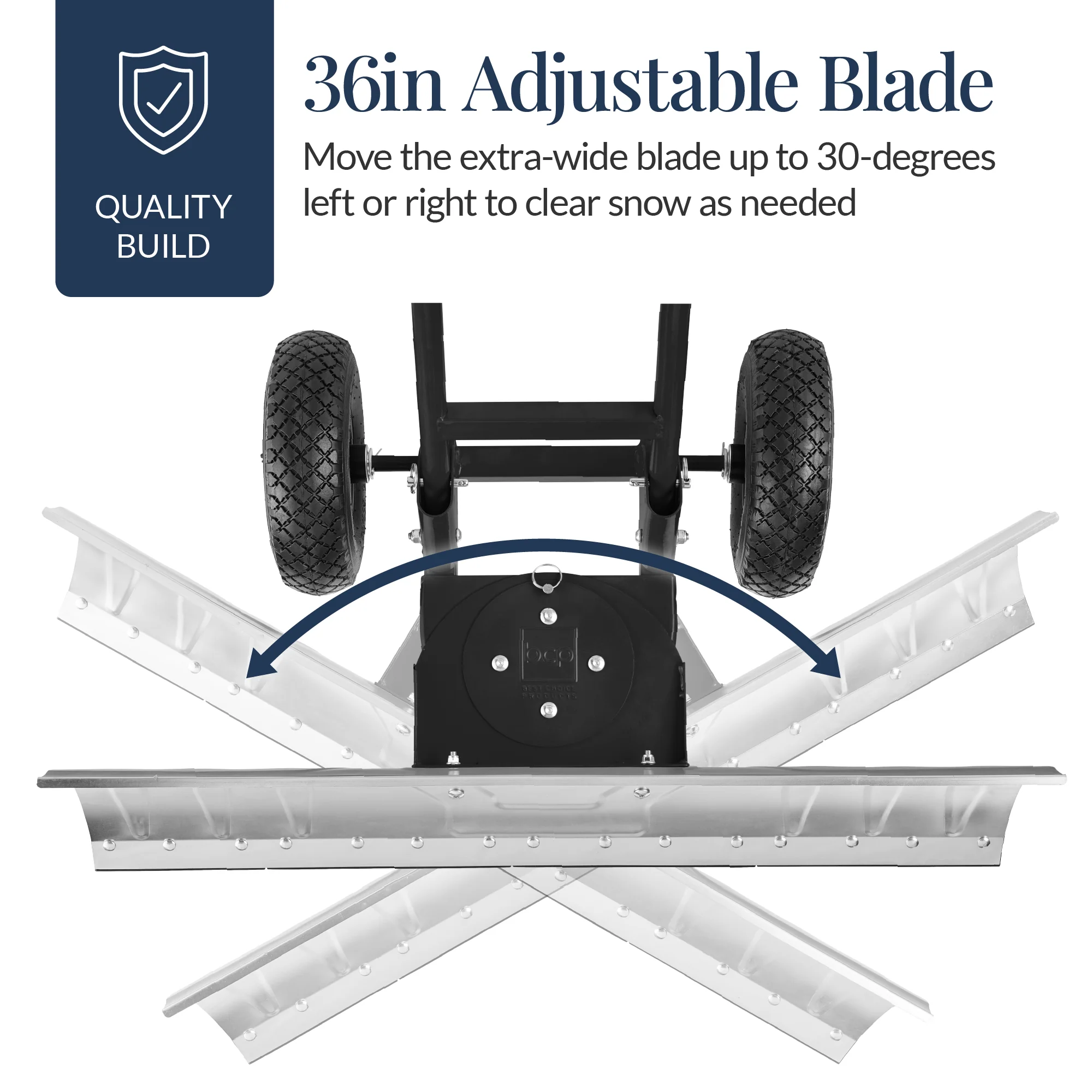 Galvanized Blade 2-Wheel Snow Pusher w/ Adjustable Handle - 36in - Image 6