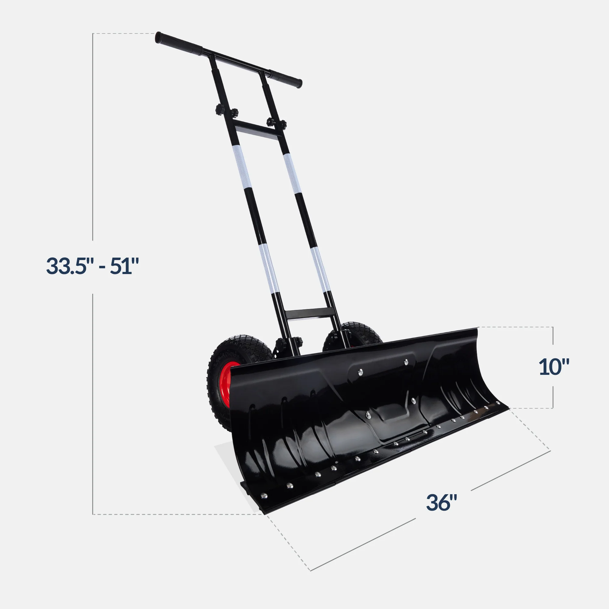 Galvanized Blade 2-Wheel Snow Pusher w/ Adjustable Handle - 36in - Image 9