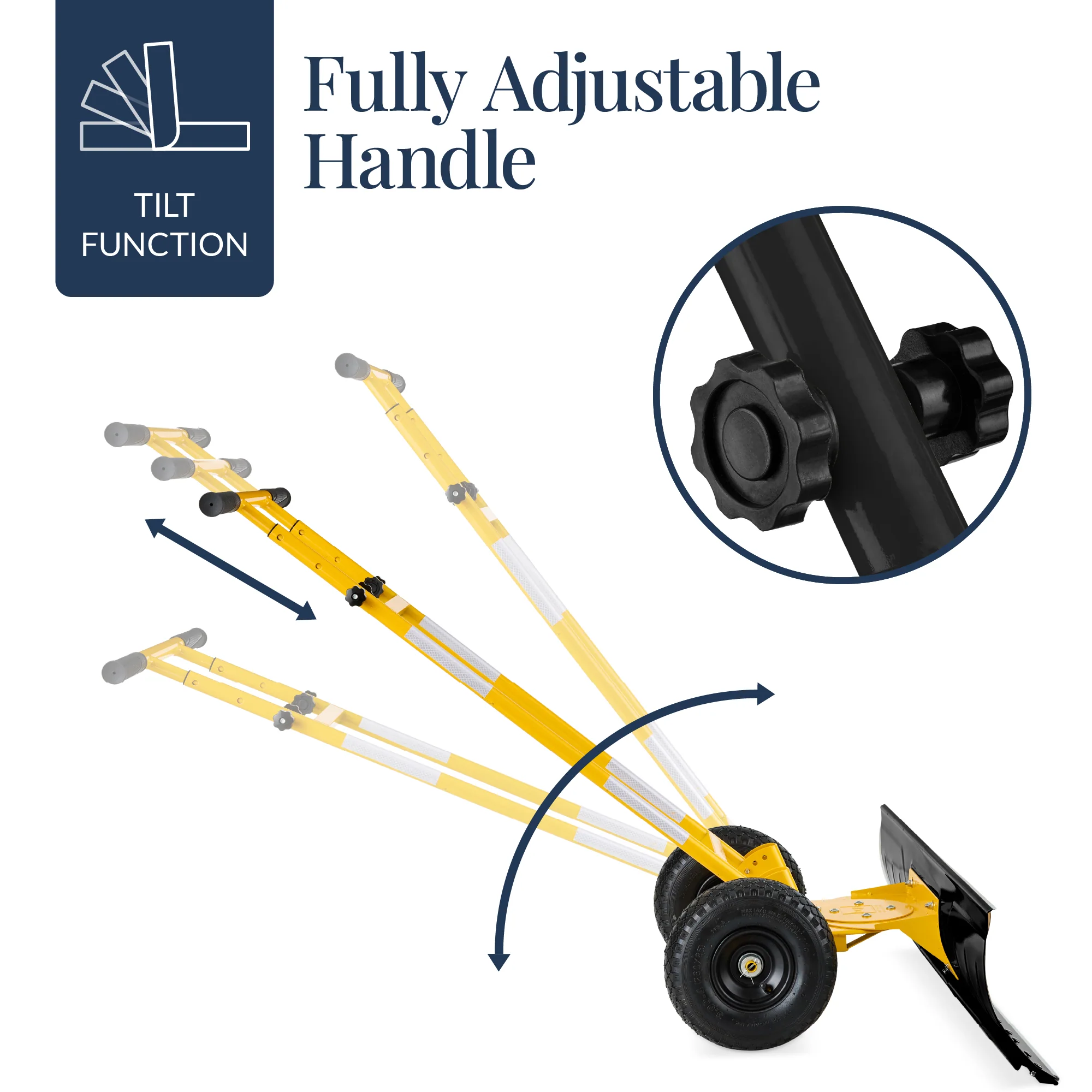 2-Wheel Snow Pusher w/ Adjustable Handle, Reflective Tape - 48in - Image 12