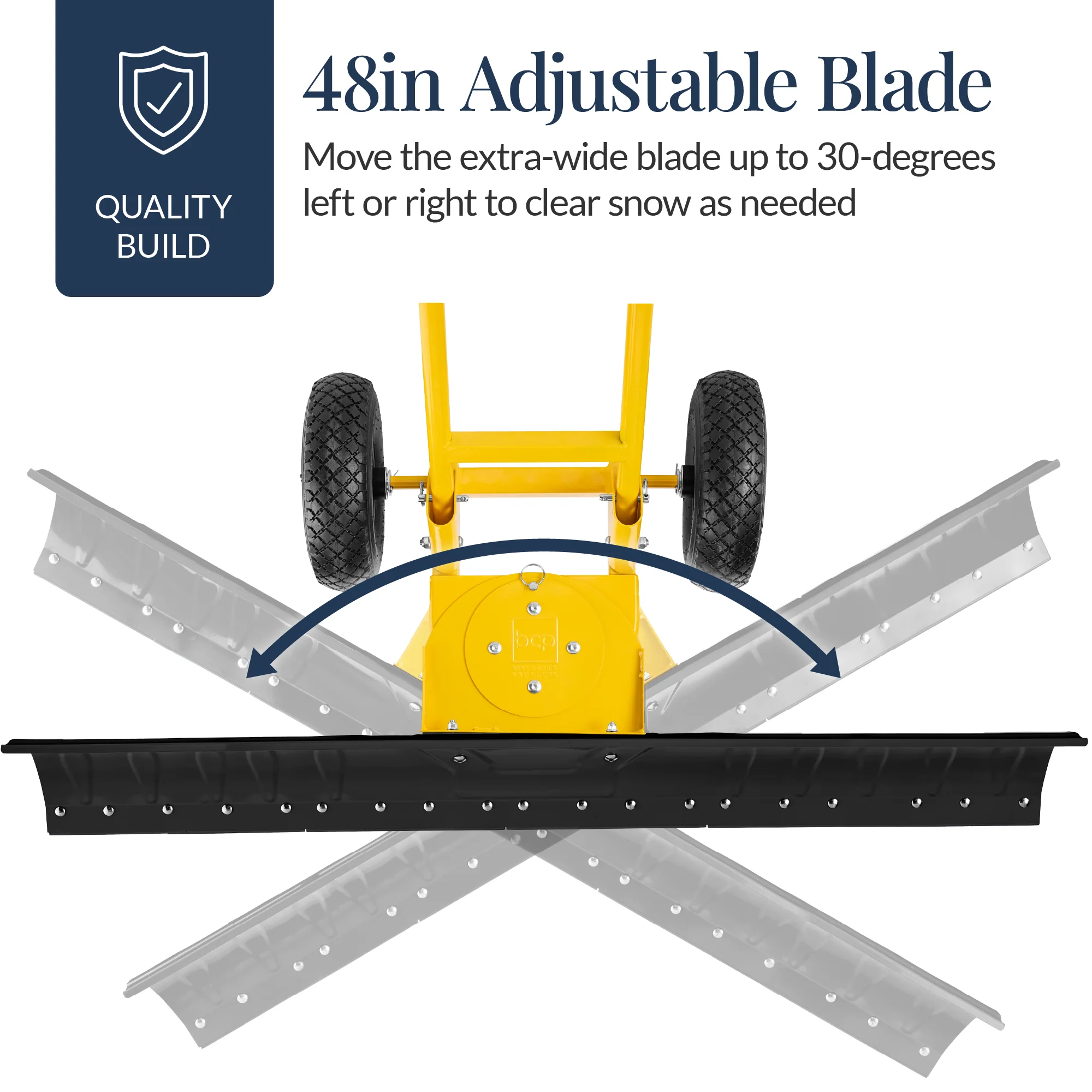 2-Wheel Snow Pusher w/ Adjustable Handle, Reflective Tape - 48in - Image 13