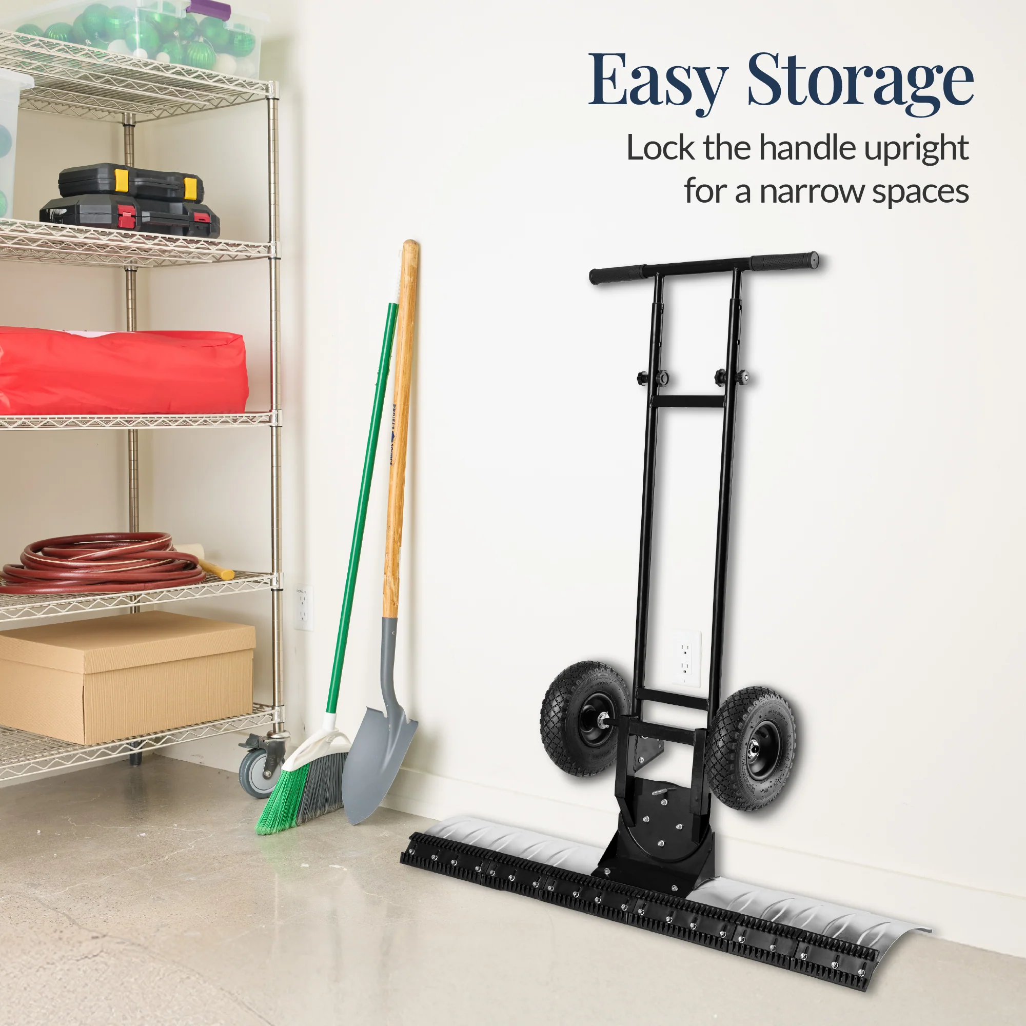 2-Wheel Snow Pusher w/ Adjustable Handle, Reflective Tape - 48in - Image 21