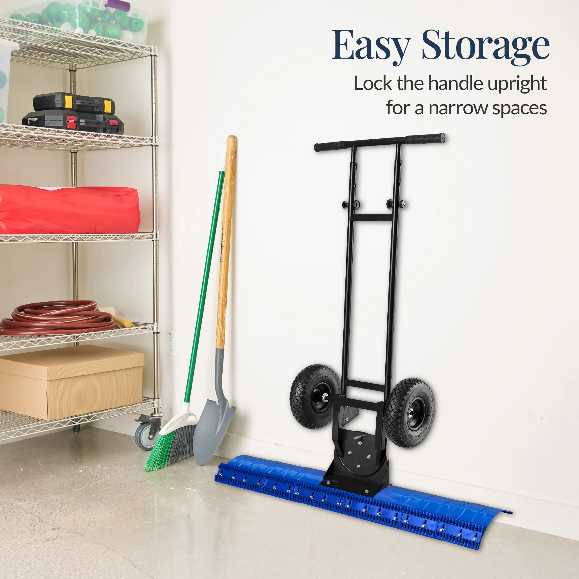 2-Wheel Snow Pusher w/ Adjustable Handle, Reflective Tape - 48in - Image 7