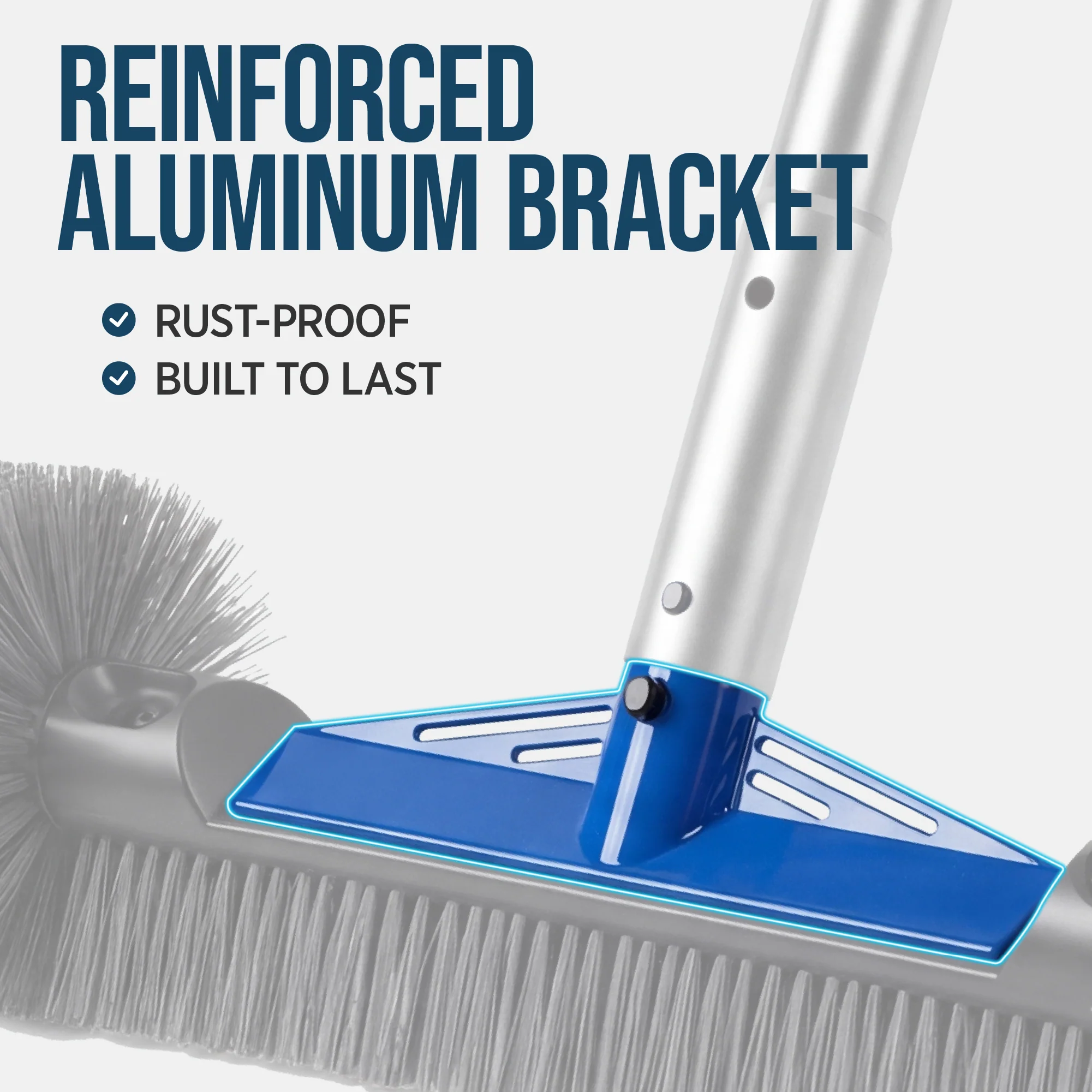 20" Pool Brush with 9 ft Aluminum Pole Pool Wall & Floor Cleaning Set - Image 3