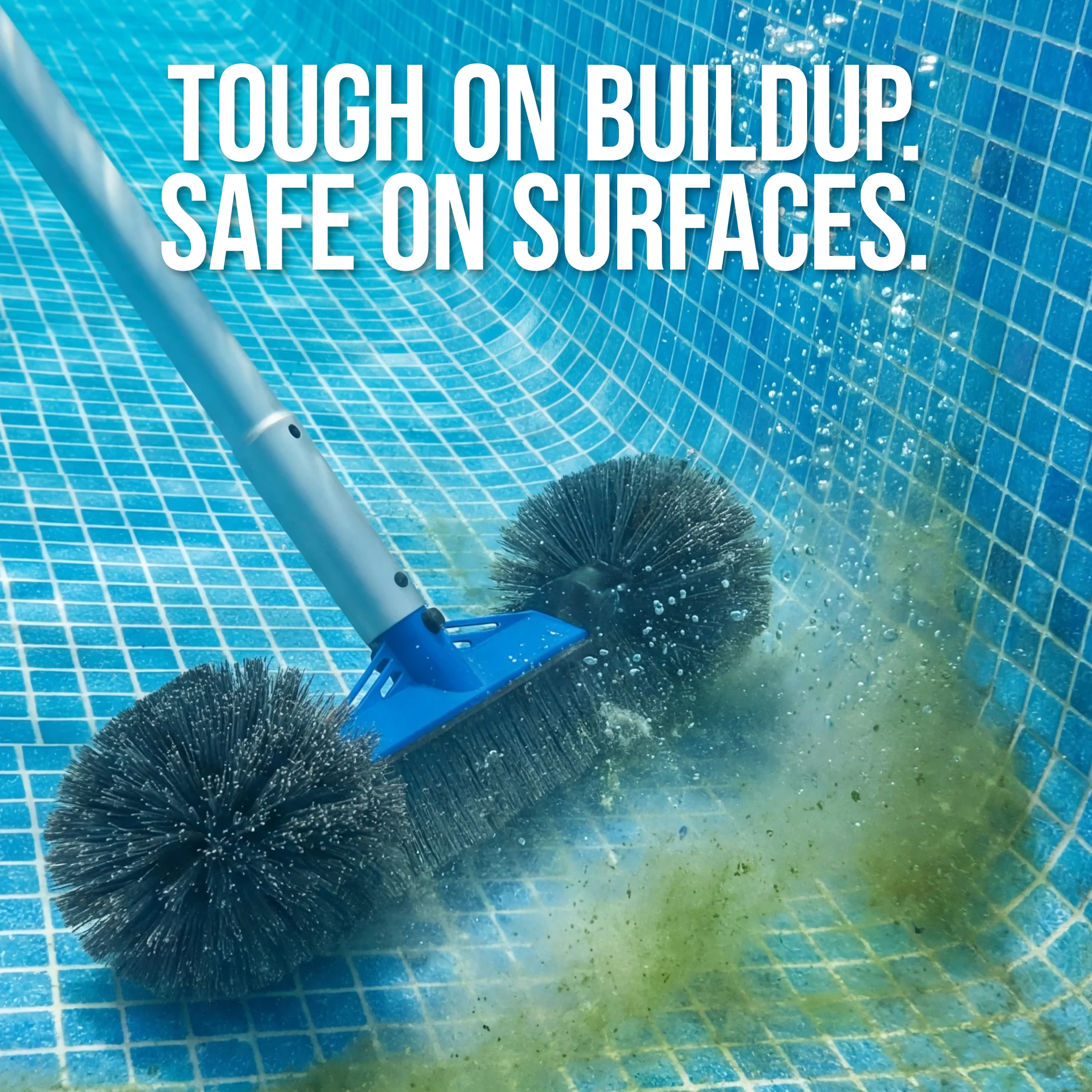 20" Pool Brush with 9 ft Aluminum Pole Pool Wall & Floor Cleaning Set - Image 6