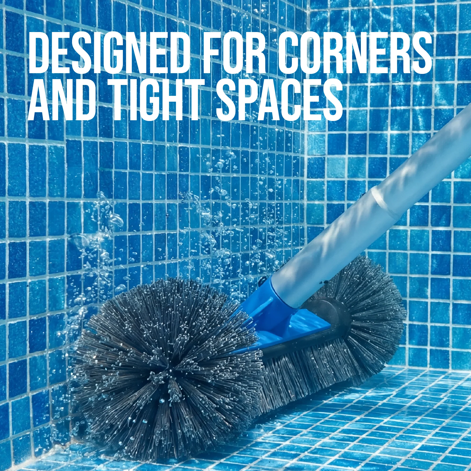 20" Pool Brush with 9 ft Aluminum Pole Pool Wall & Floor Cleaning Set - Image 7