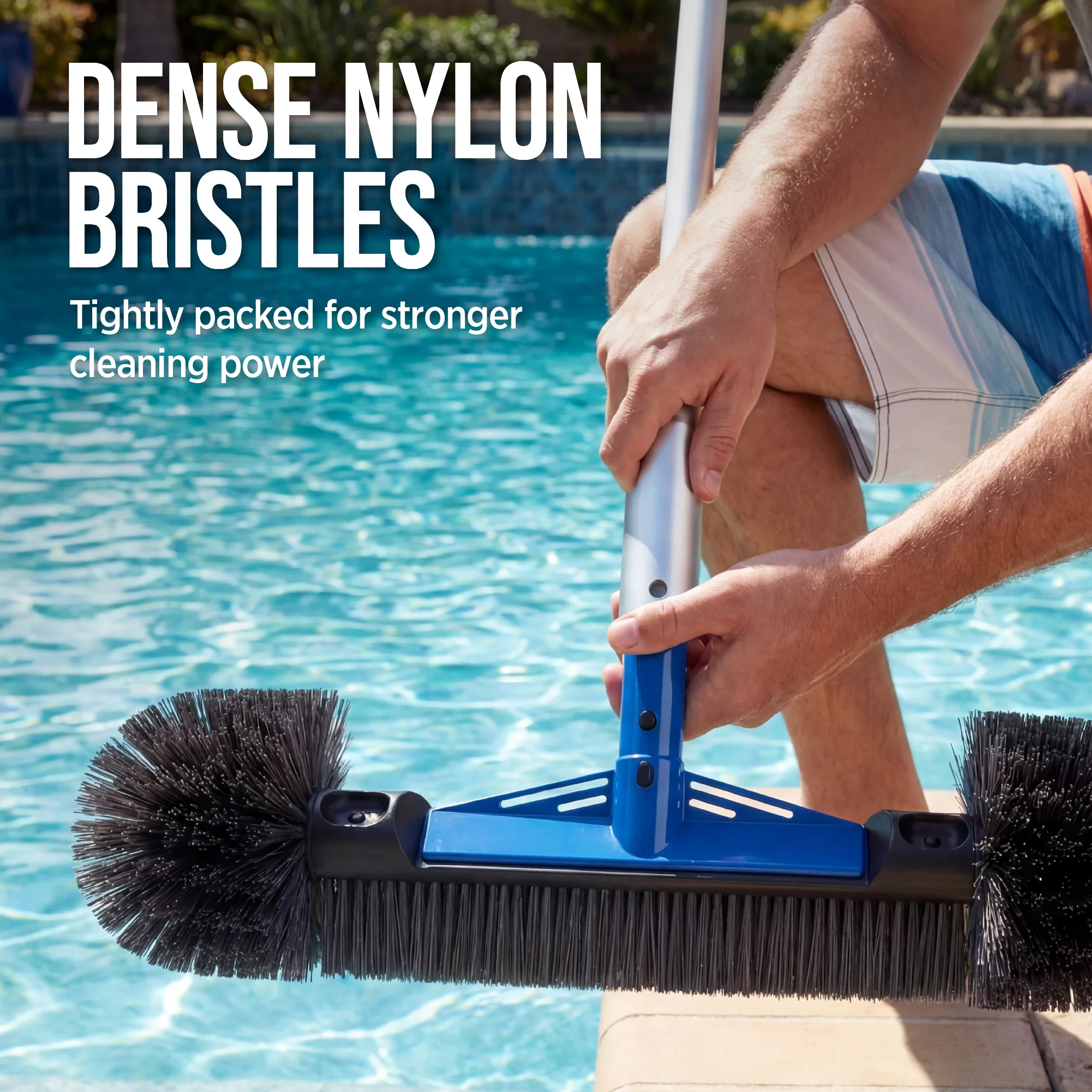 20" Pool Brush with 9 ft Aluminum Pole Pool Wall & Floor Cleaning Set - Image 8
