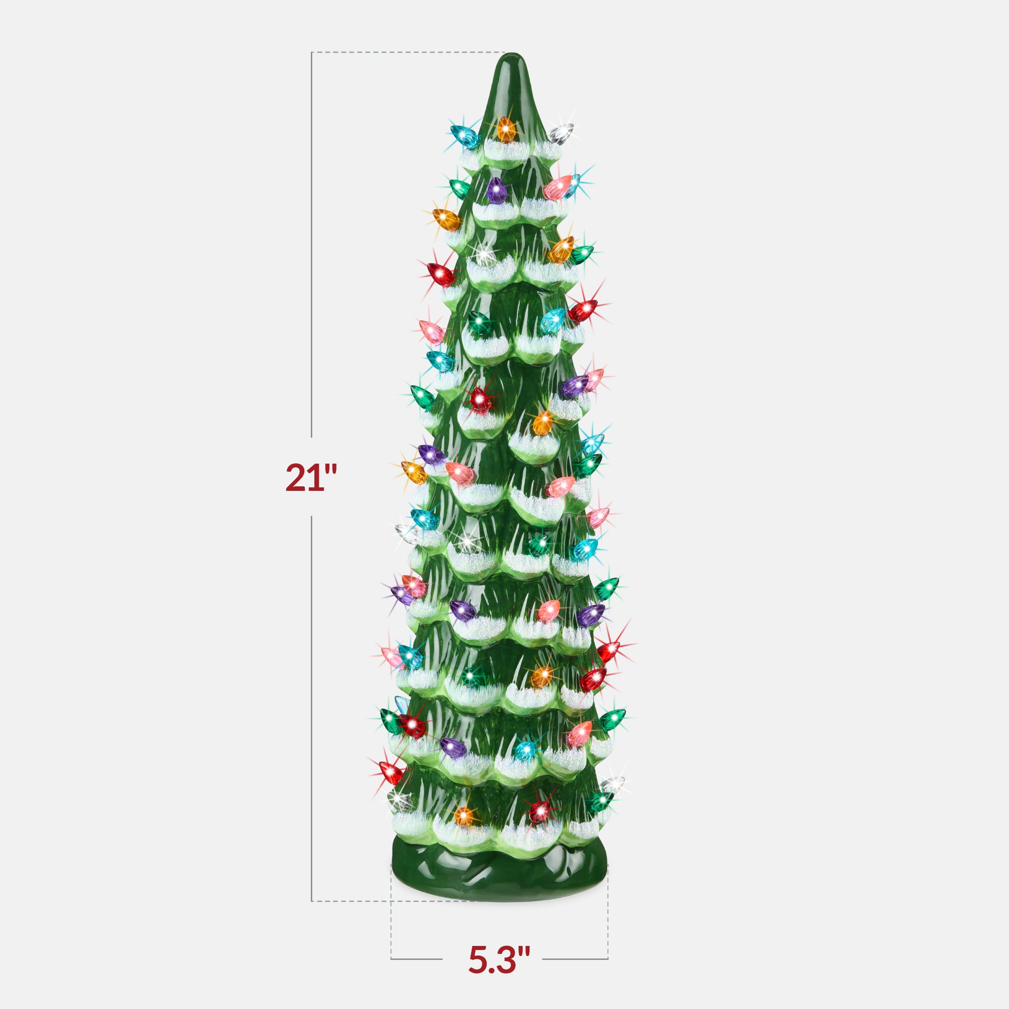 21in Ceramic Christmas Tree, Hand-Painted Holiday Decor w/ LED Lights - Image 10