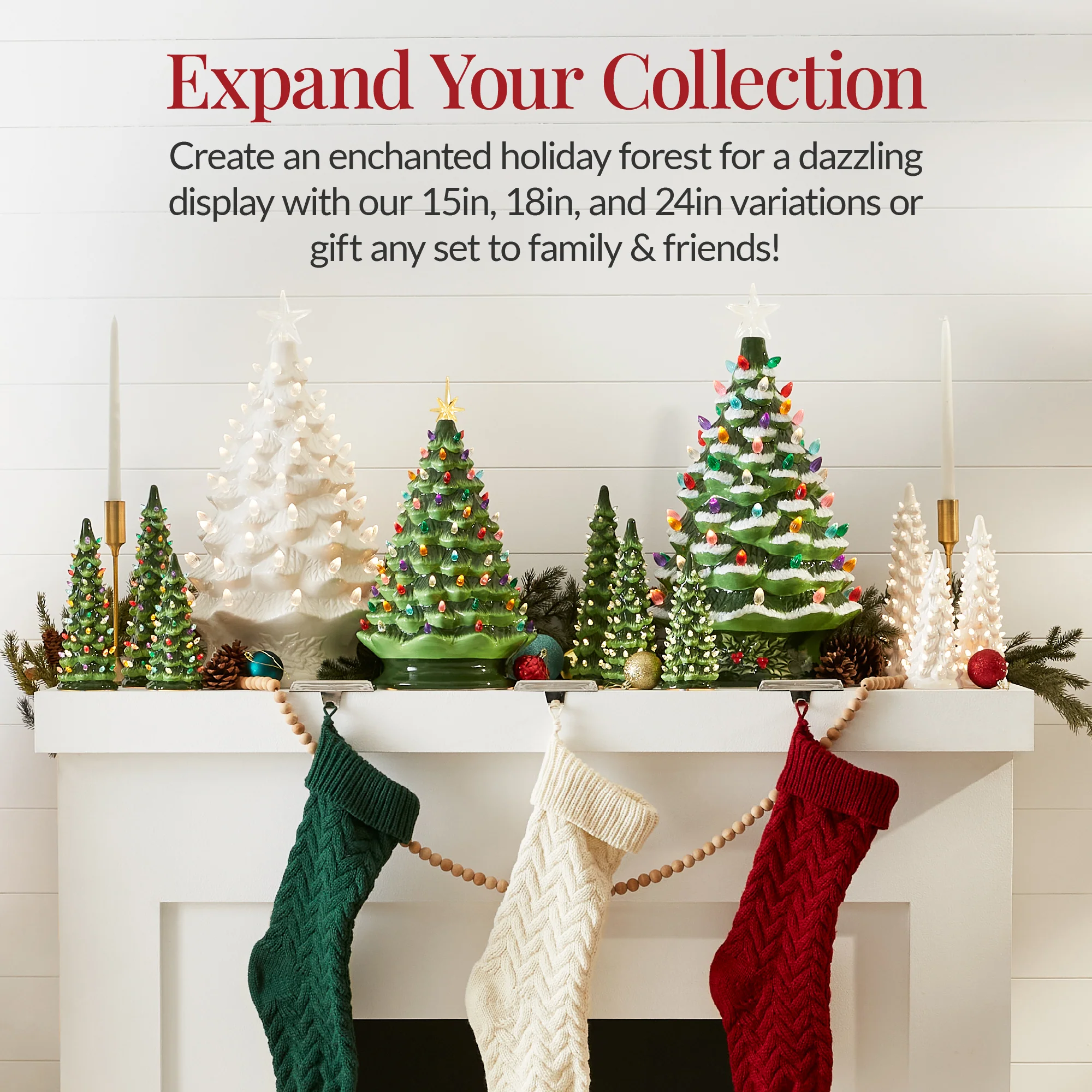 21in Ceramic Christmas Tree, Hand-Painted Holiday Decor w/ LED Lights - Image 16