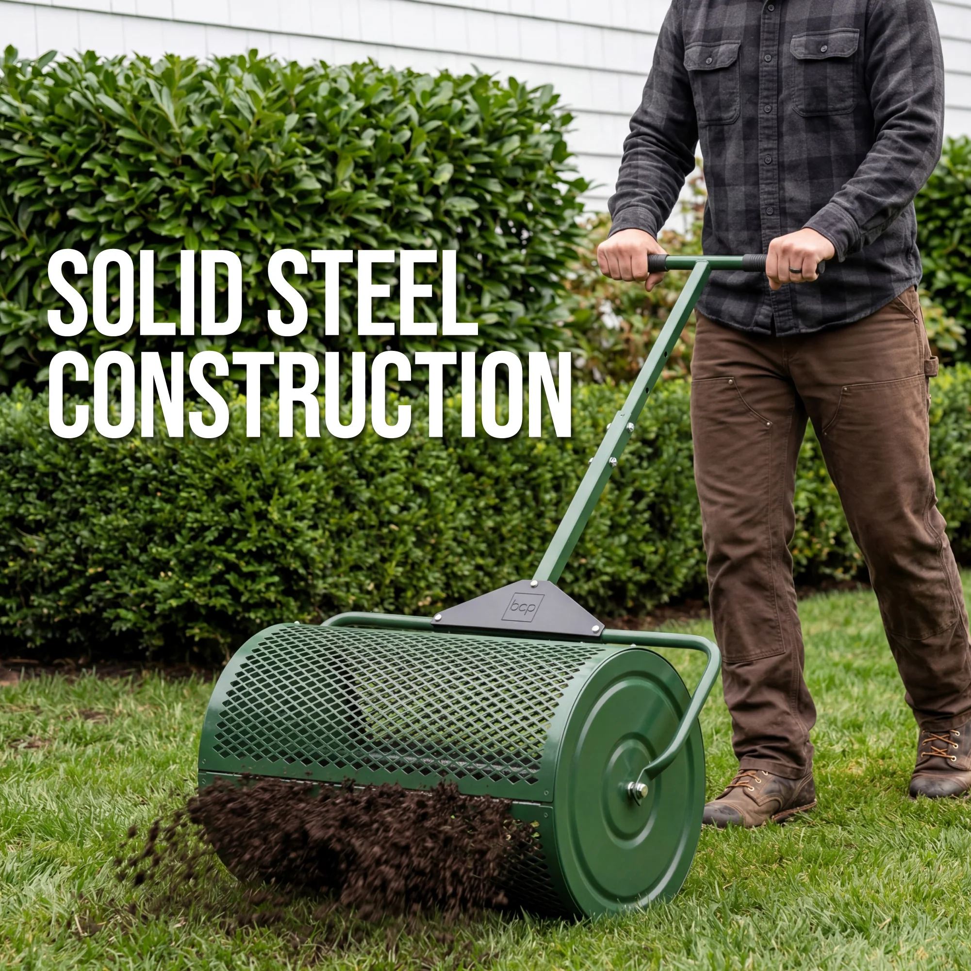 24" Compost Spreader, Steel Lawn & Peat Moss Topdresser - Image 3