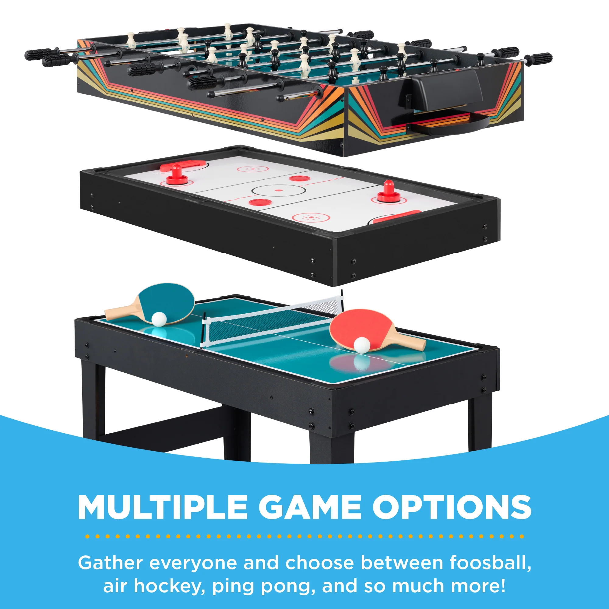 10-in-1 Combo Game Table Set w/ Pool, Foosball, Ping Pong, Chess - 2x4ft - Image 10