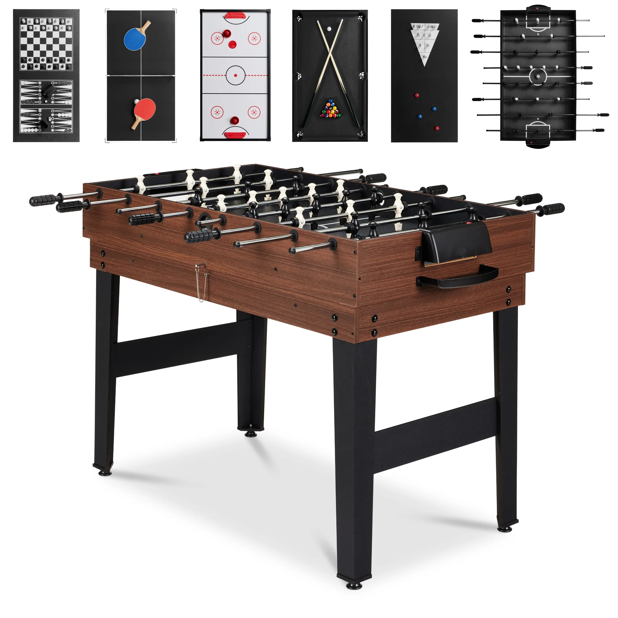 10-in-1 Combo Game Table Set w/ Pool, Foosball, Ping Pong, Chess - 2x4ft - Image 15