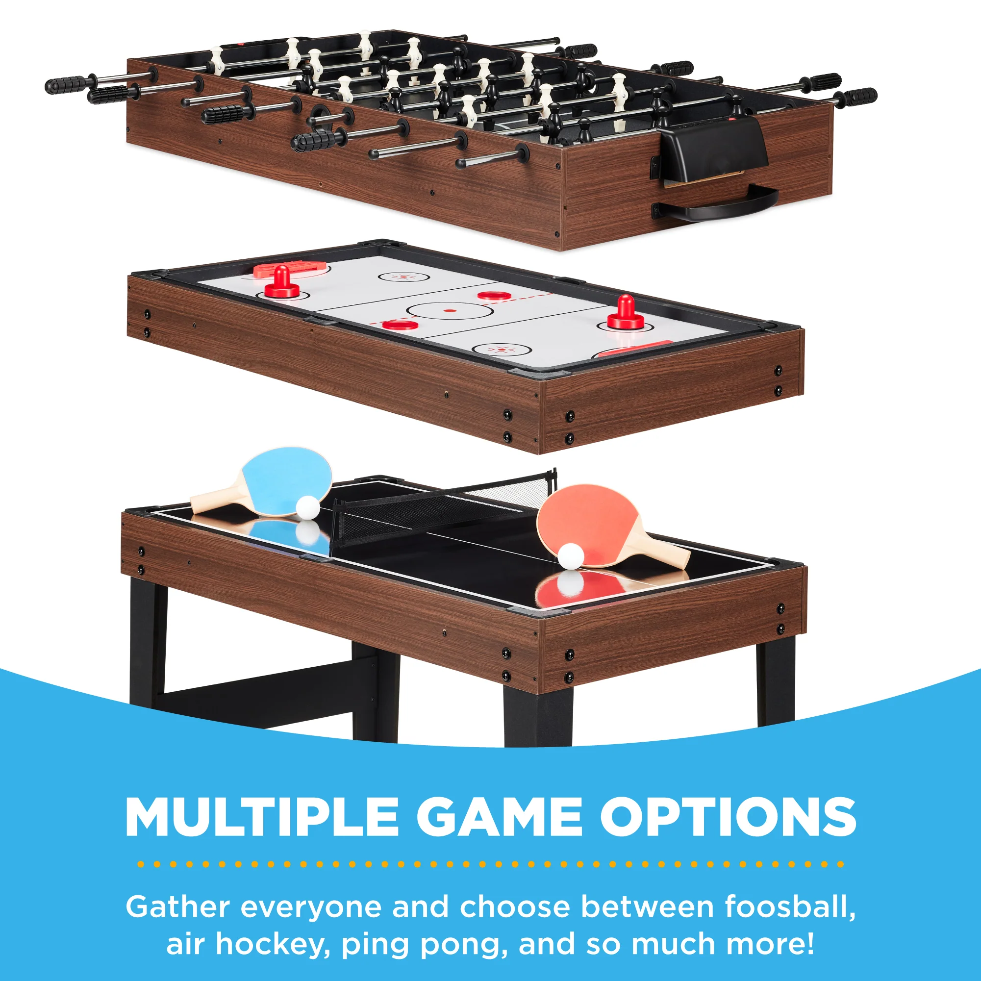 10-in-1 Combo Game Table Set w/ Pool, Foosball, Ping Pong, Chess - 2x4ft - Image 17