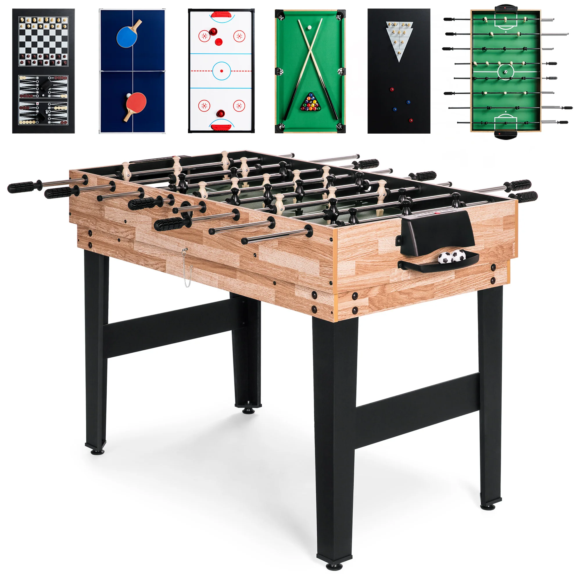 10-in-1 Combo Game Table Set w/ Pool, Foosball, Ping Pong, Chess - 2x4ft - Image 22